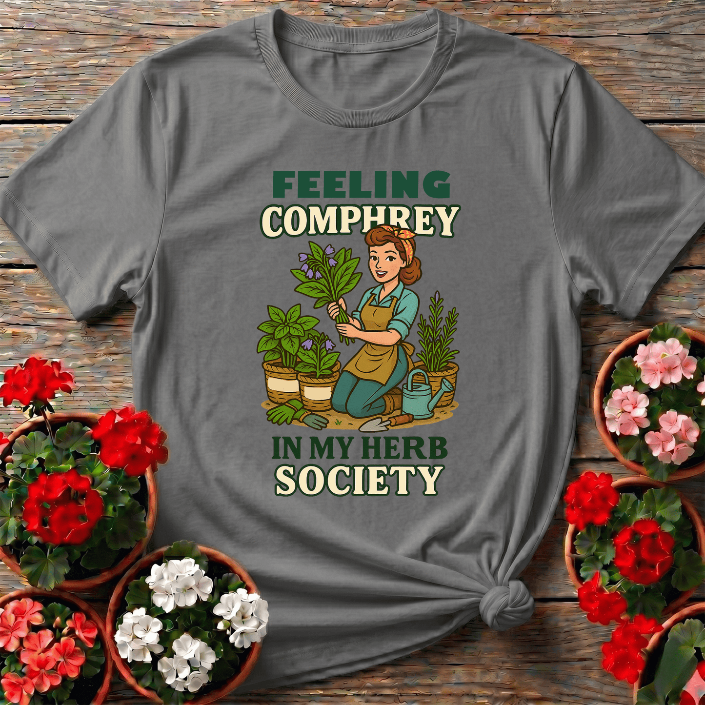 Feeling Comfrey In My Herb Society Retro T-shirt - GardeningTshirts