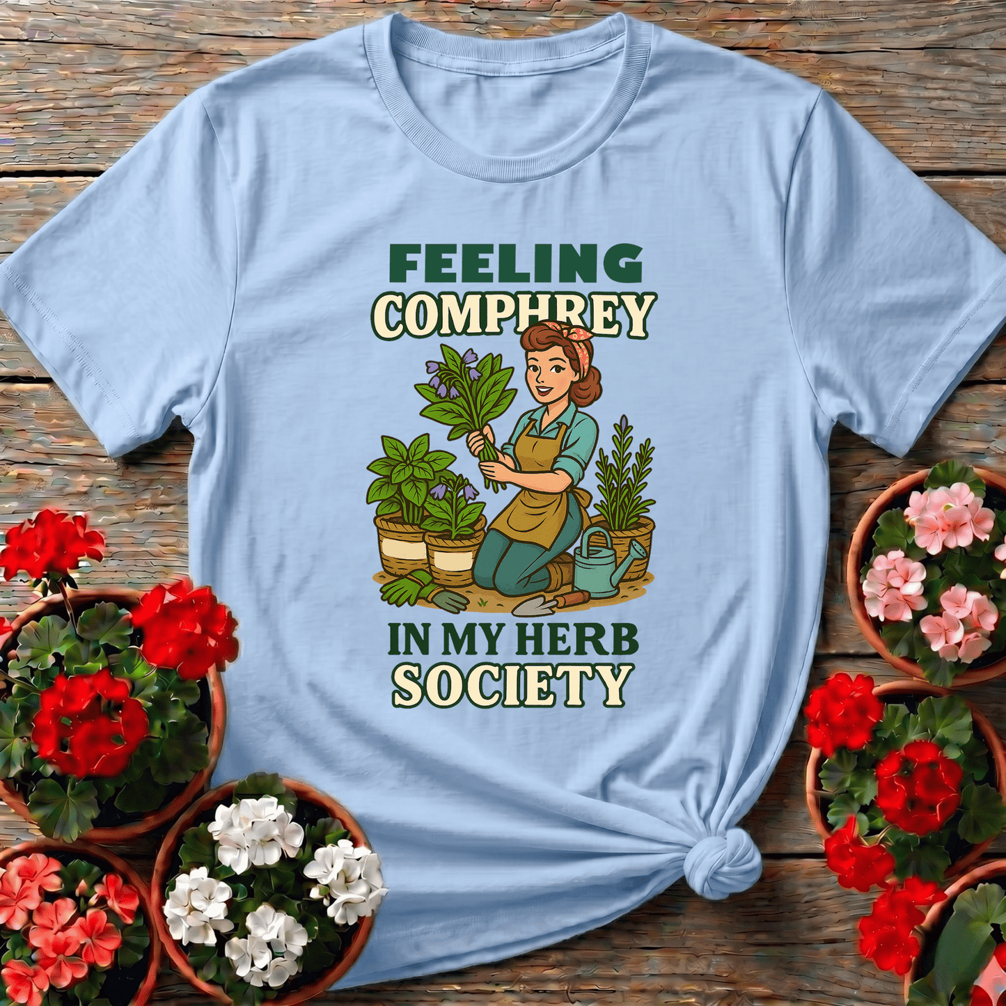 Feeling Comfrey In My Herb Society Retro T-shirt - GardeningTshirts
