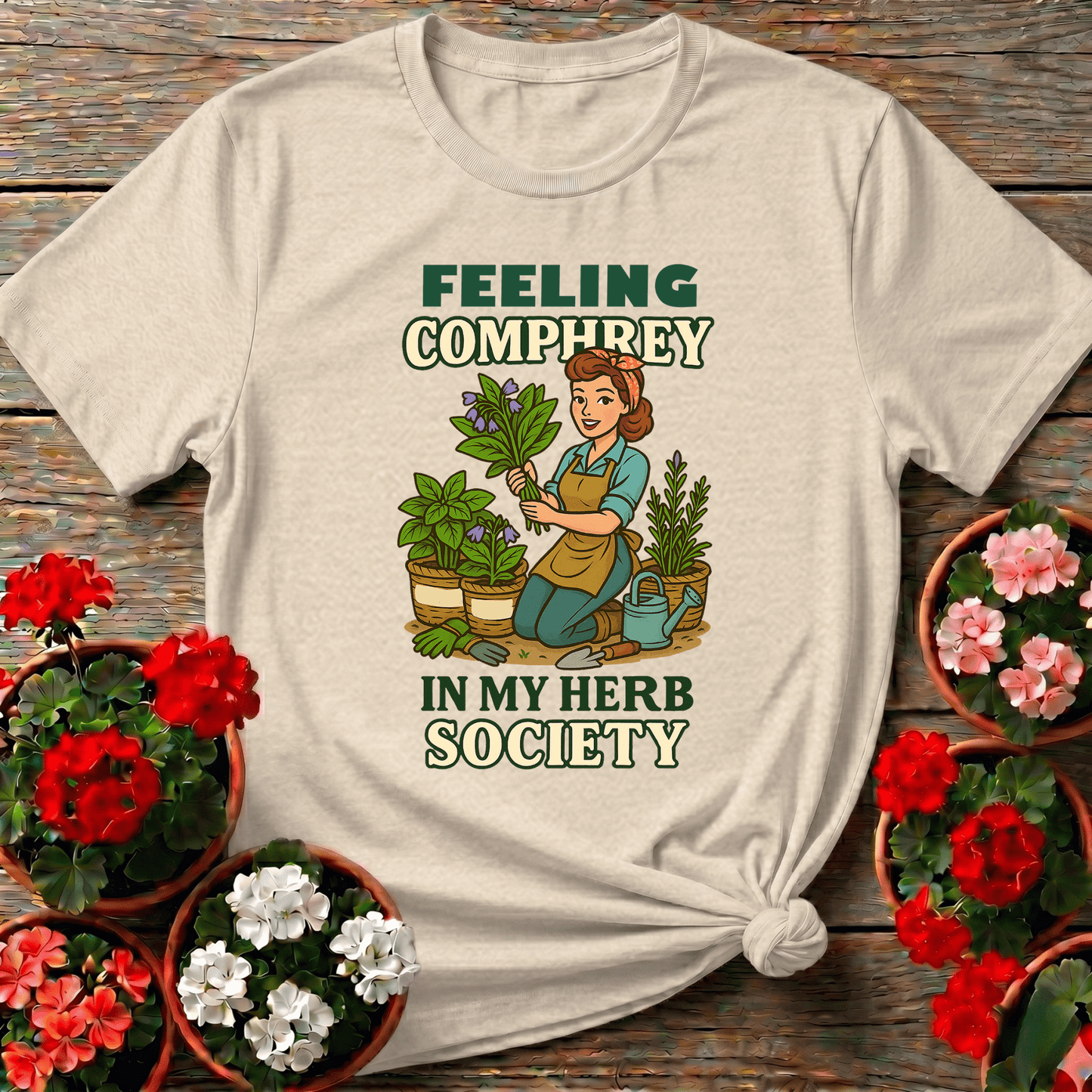 Feeling Comfrey In My Herb Society Retro T-shirt - GardeningTshirts