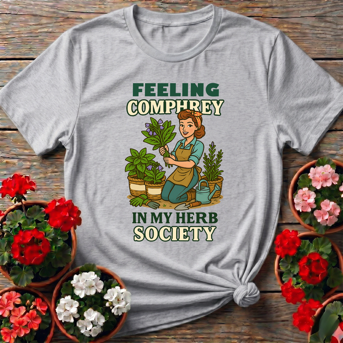 Feeling Comfrey In My Herb Society Retro T-shirt - GardeningTshirts