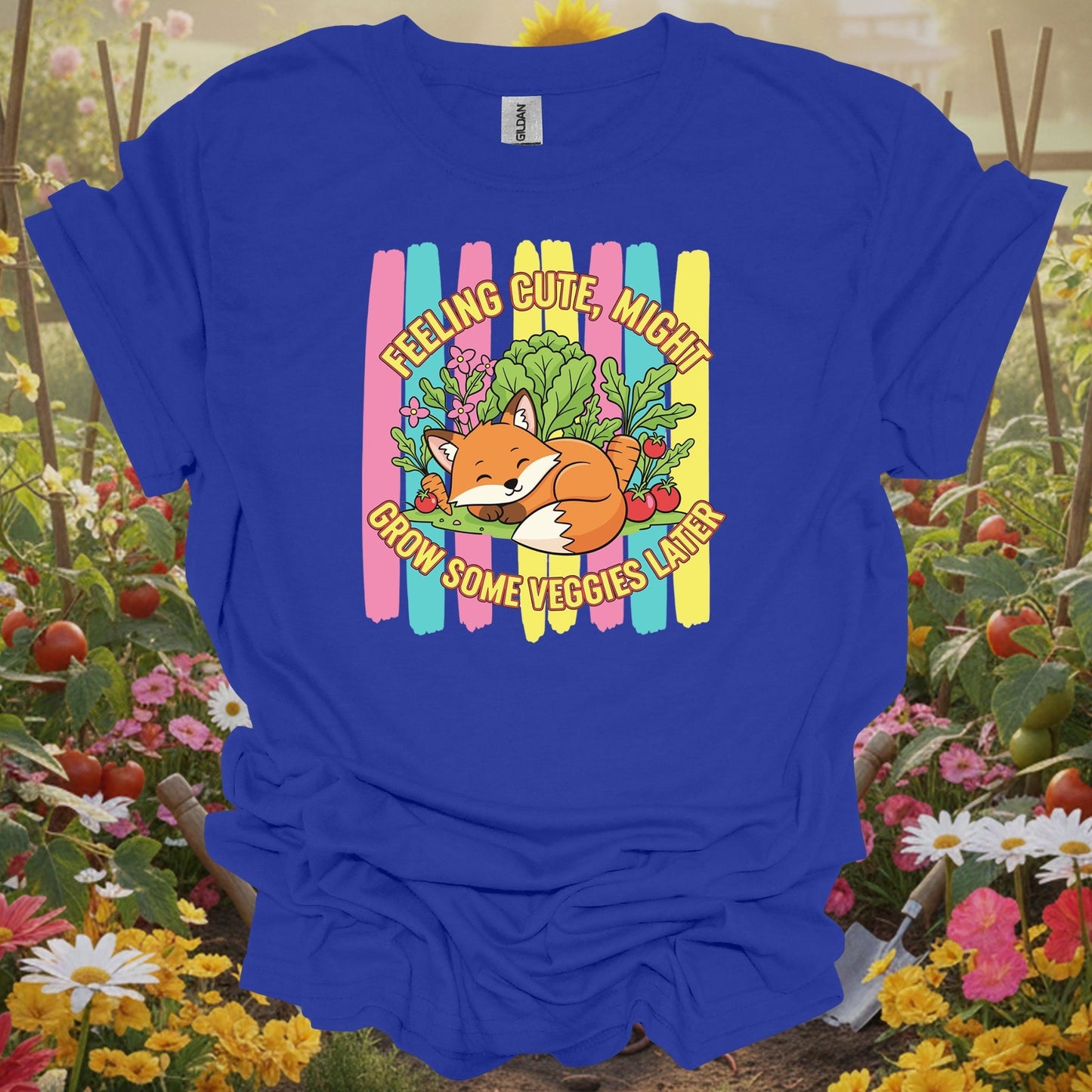 Royal tshirt showing feeling cute might grow veggies witty fox for backyard growers
