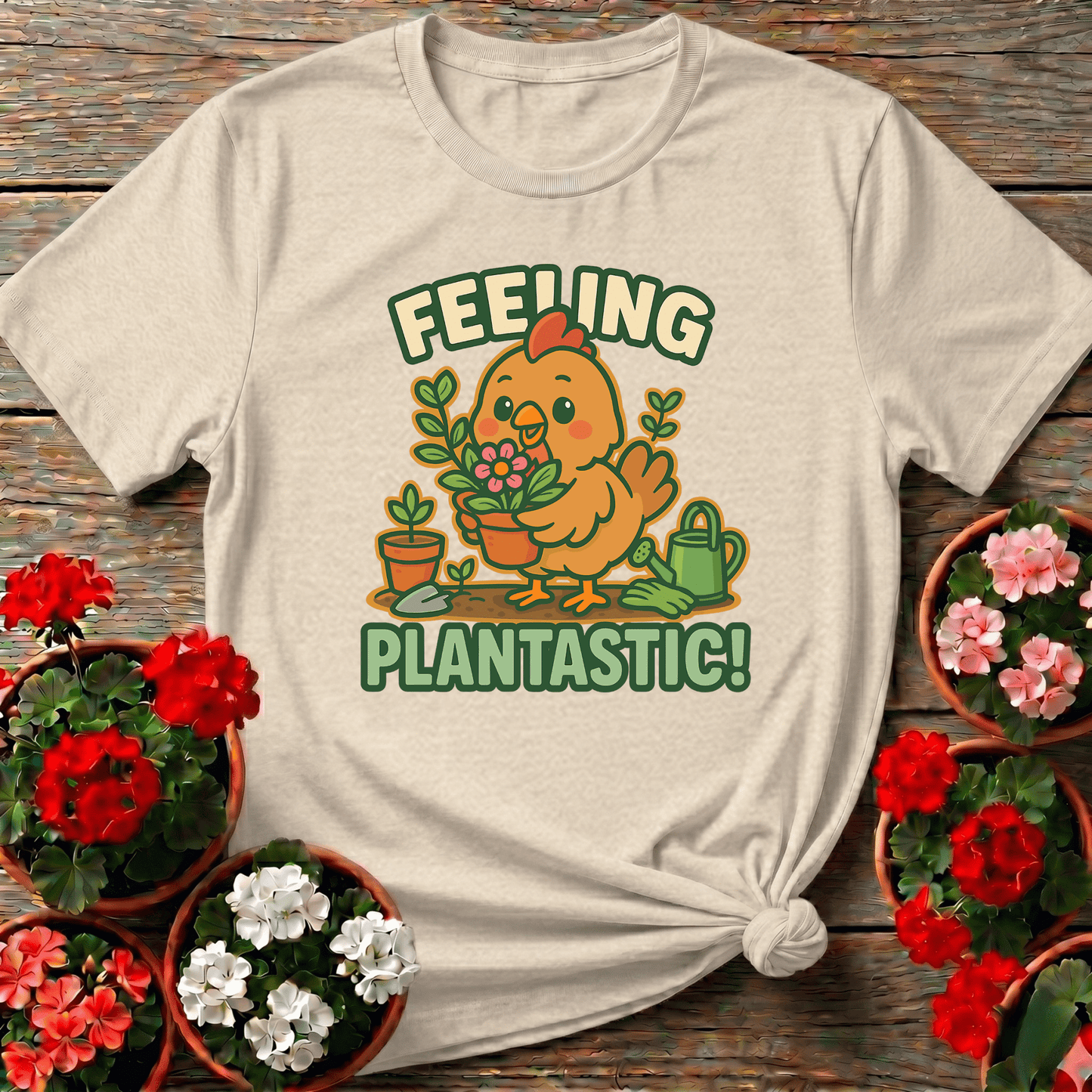 Feeling Plantastic Cute Chicken Gardener T-shirt - GardeningTshirts