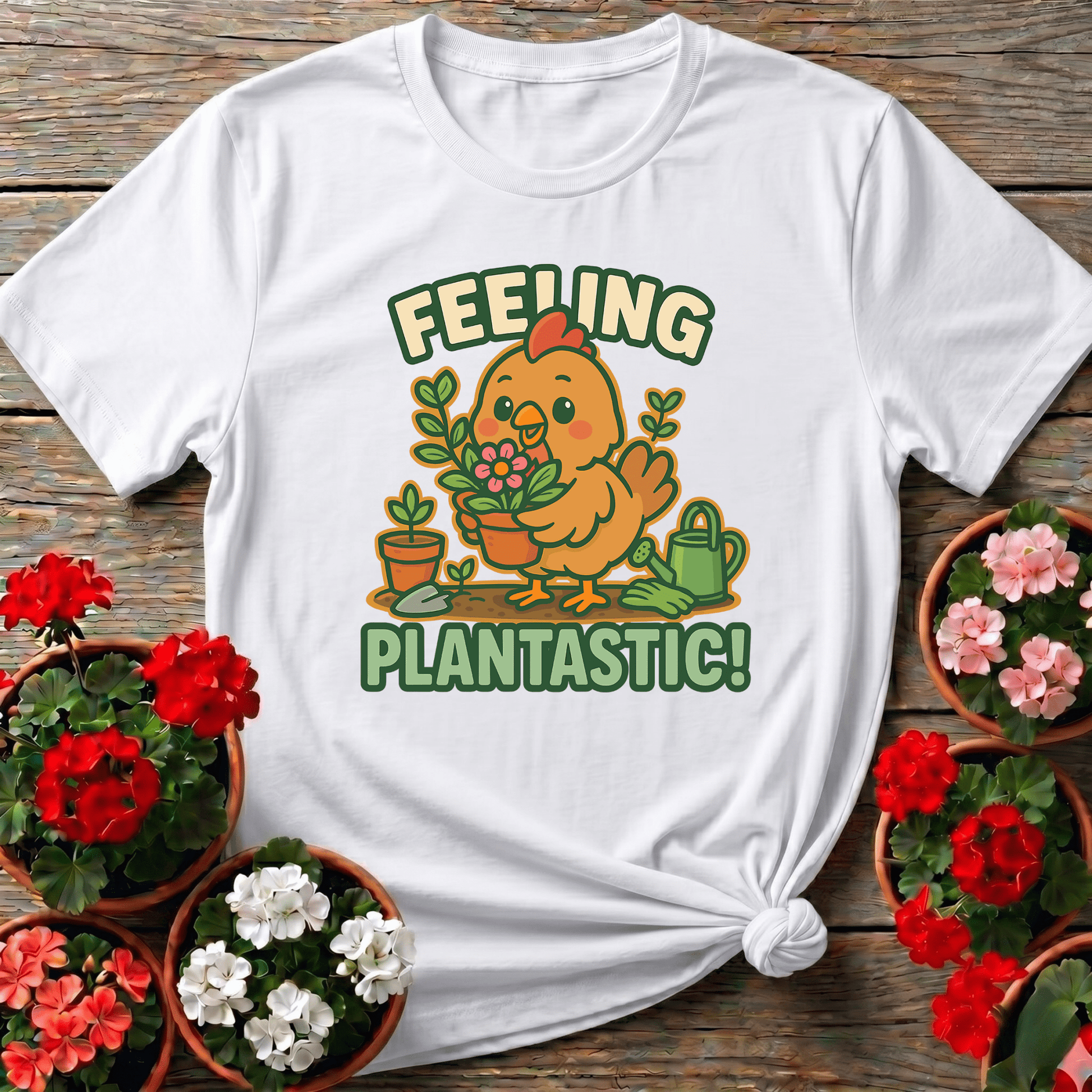 Feeling Plantastic Cute Chicken Gardener T-shirt - GardeningTshirts