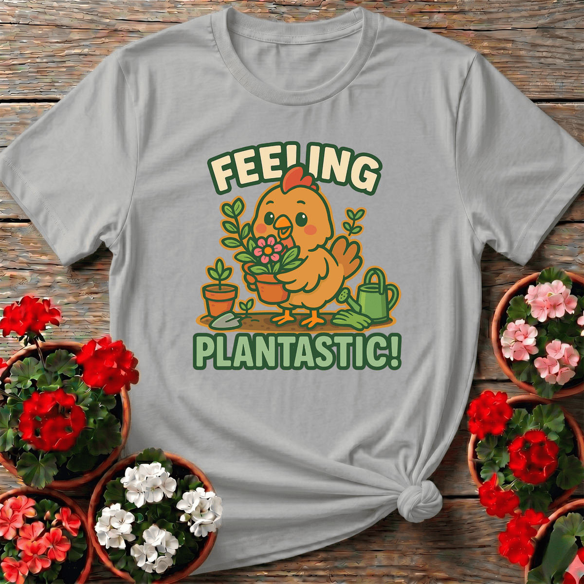 Feeling Plantastic Cute Chicken Gardener T-shirt - GardeningTshirts