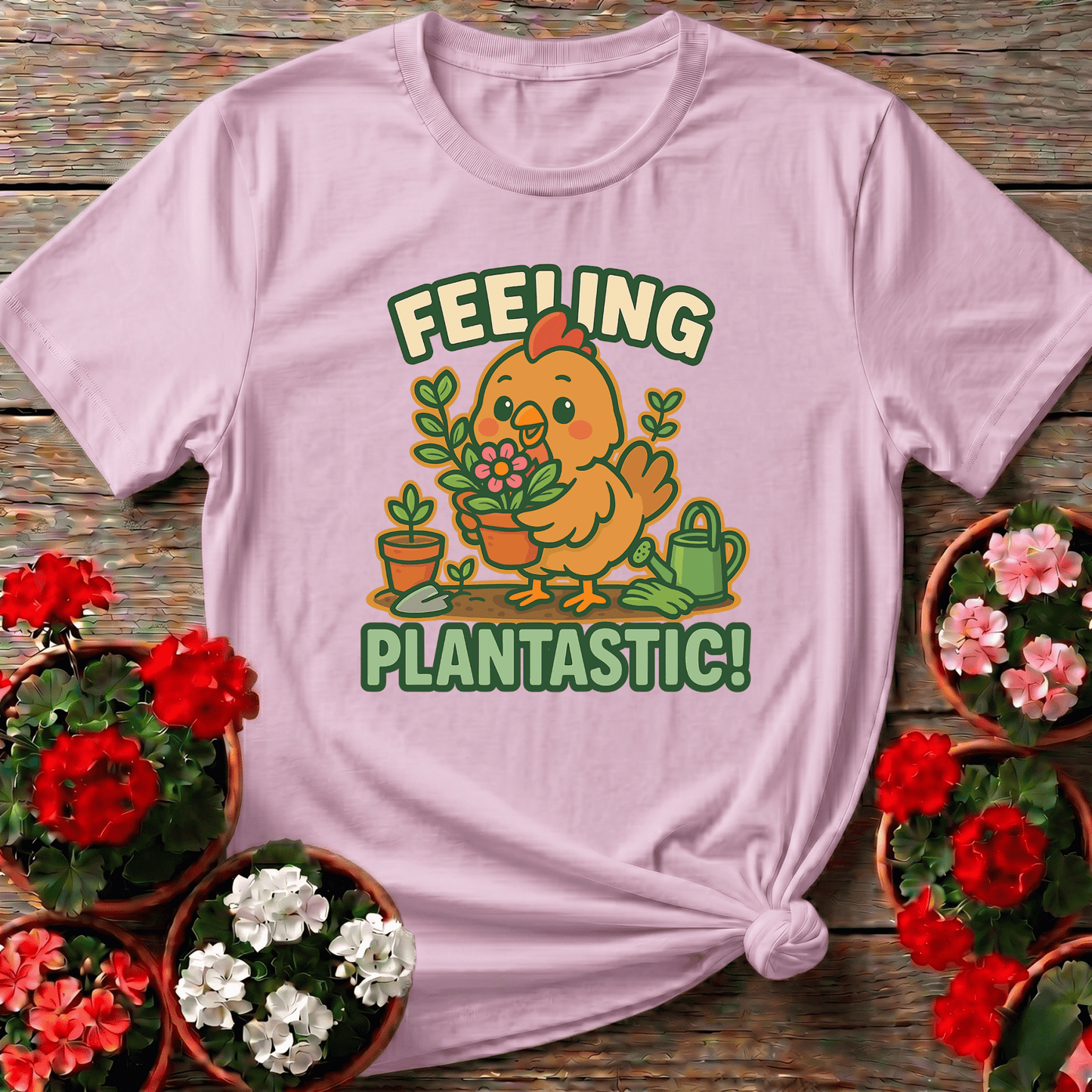 Feeling Plantastic Cute Chicken Gardener T-shirt - GardeningTshirts