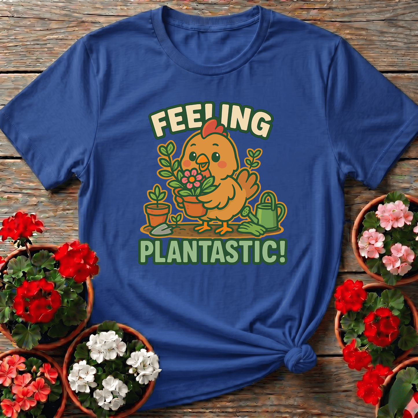 Feeling Plantastic Cute Chicken Gardener T-shirt - GardeningTshirts