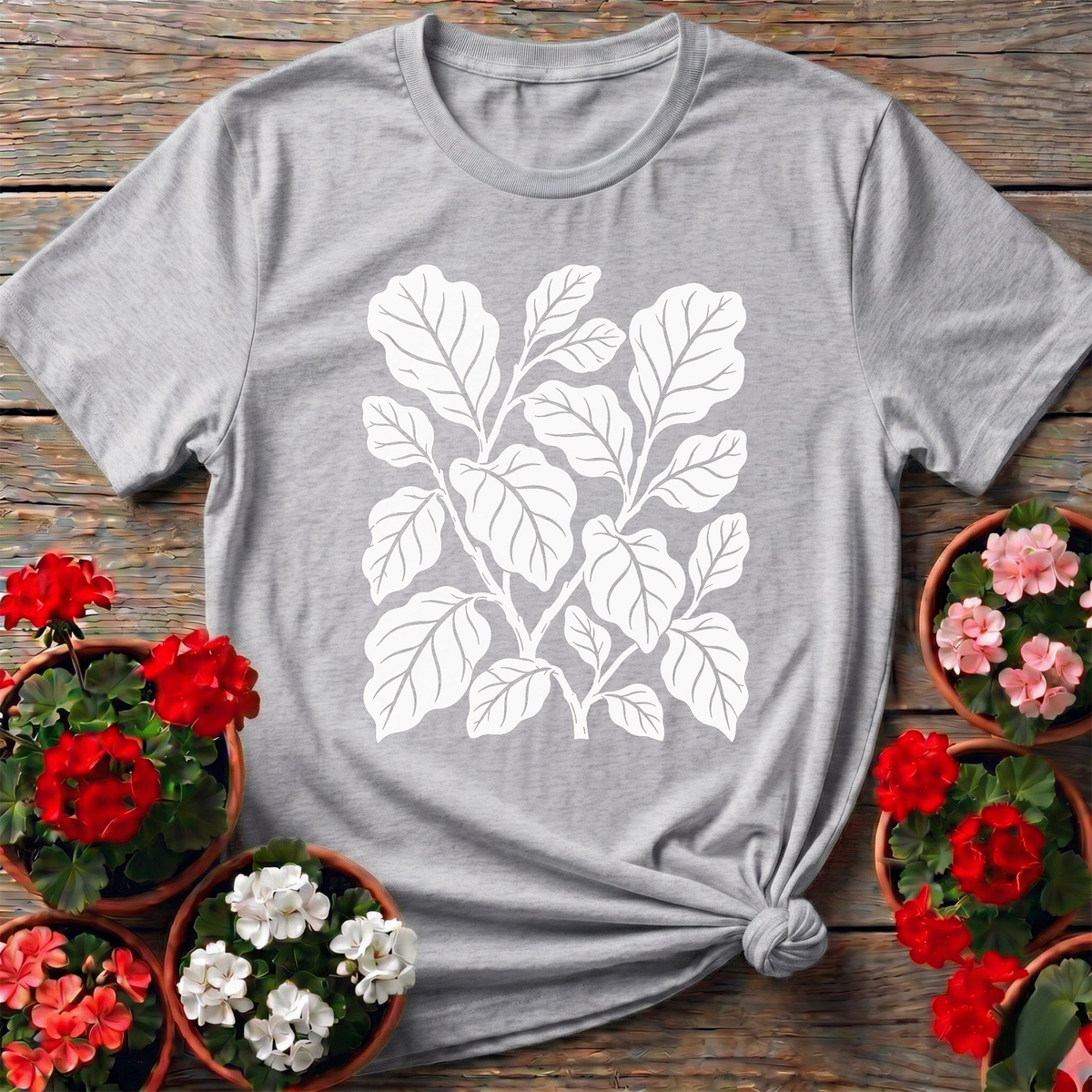 Fiddle Leaf Fig Botanical Leaf Print Gardening T-Shirt - GardeningTshirts
