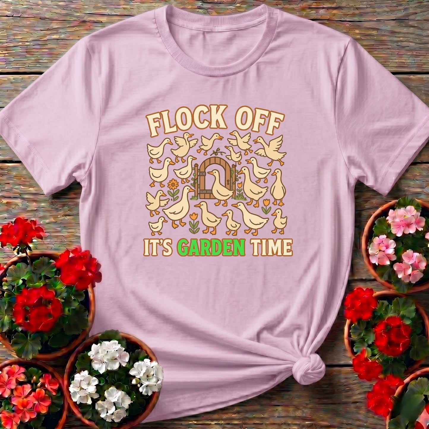Flock Off Its Garden Time Funny Duck T-shirt - GardeningTshirts