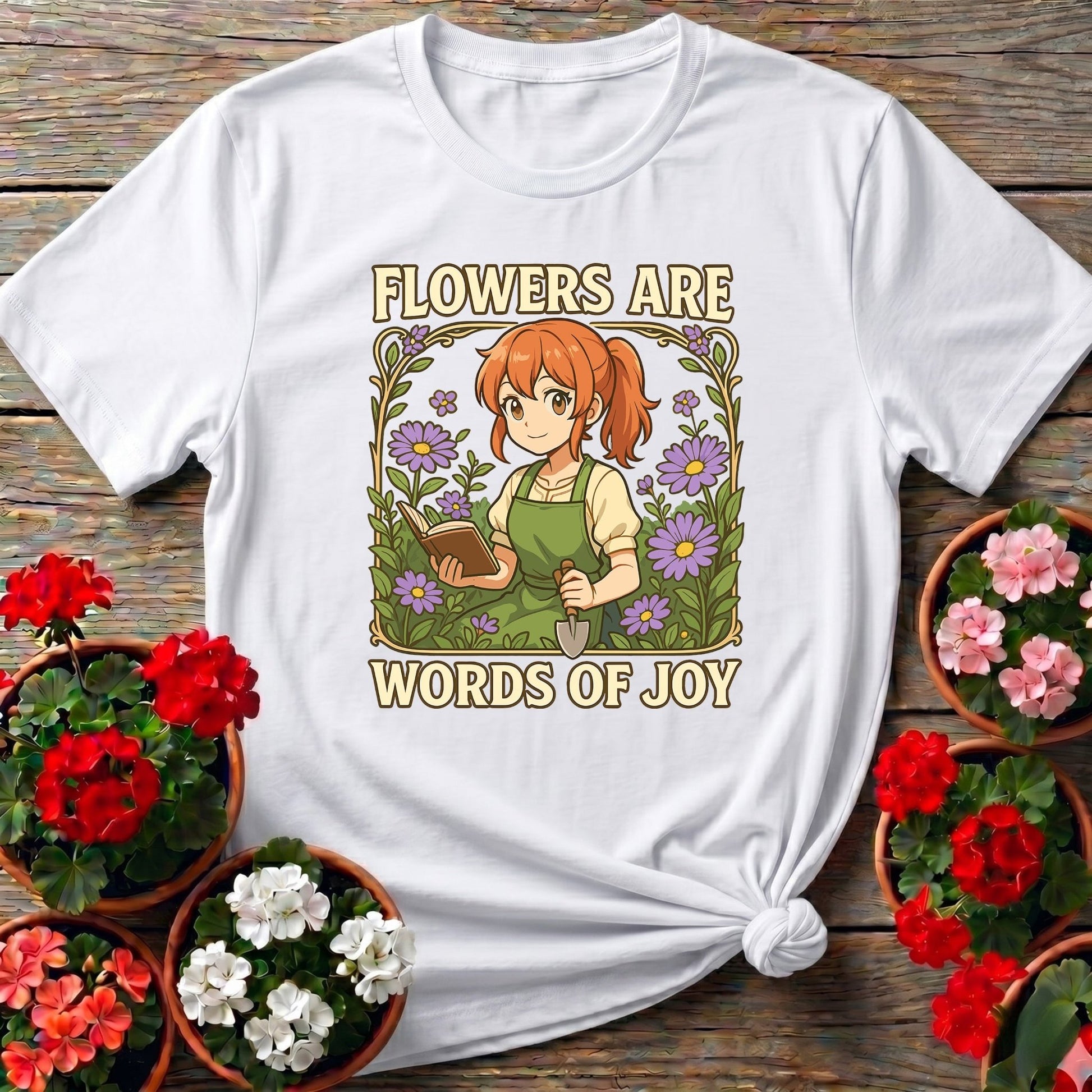 Flowers Are Words Of Joy Anime Peaceful Garden Tee - GardeningTshirts