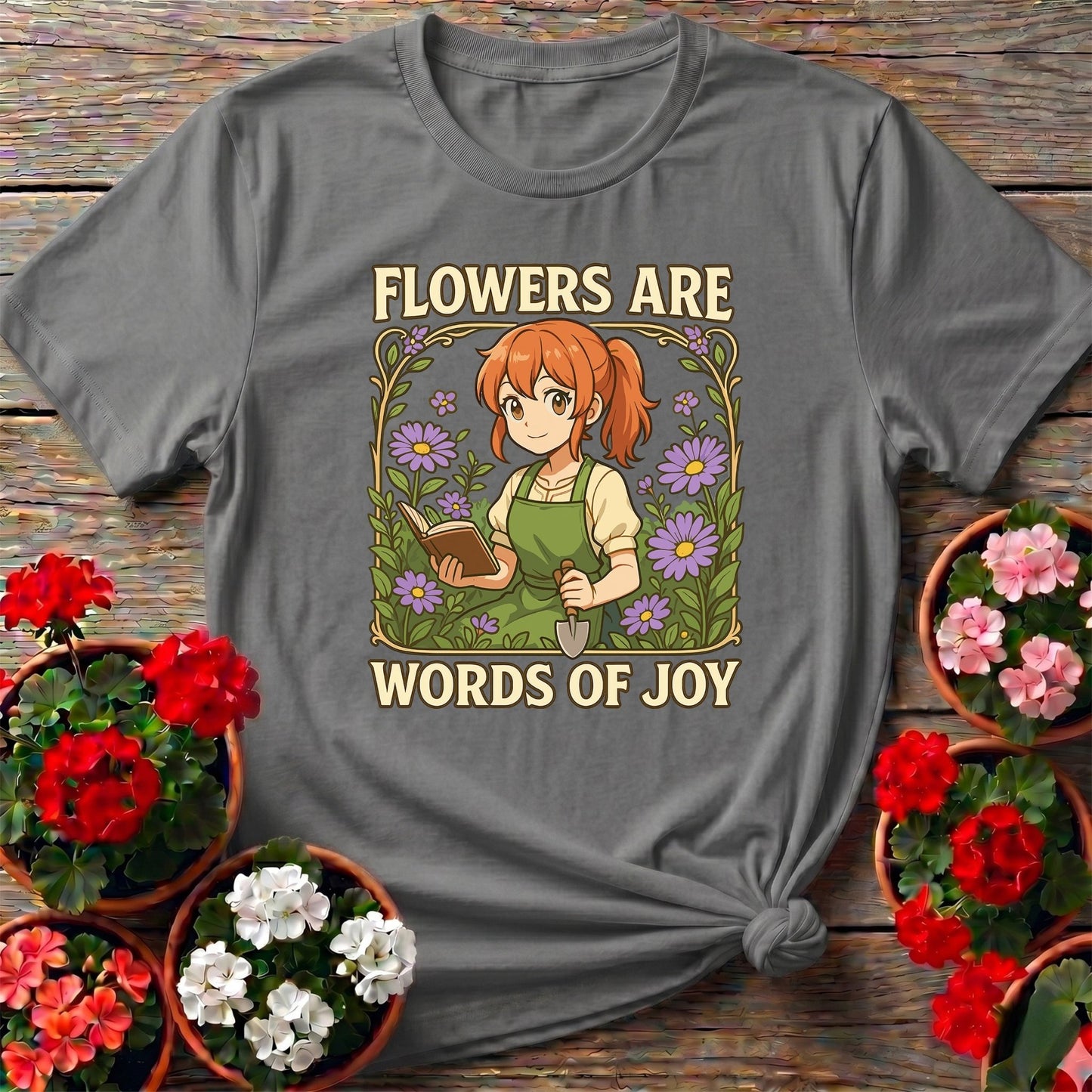 Flowers Are Words Of Joy Anime Peaceful Garden Tee - GardeningTshirts