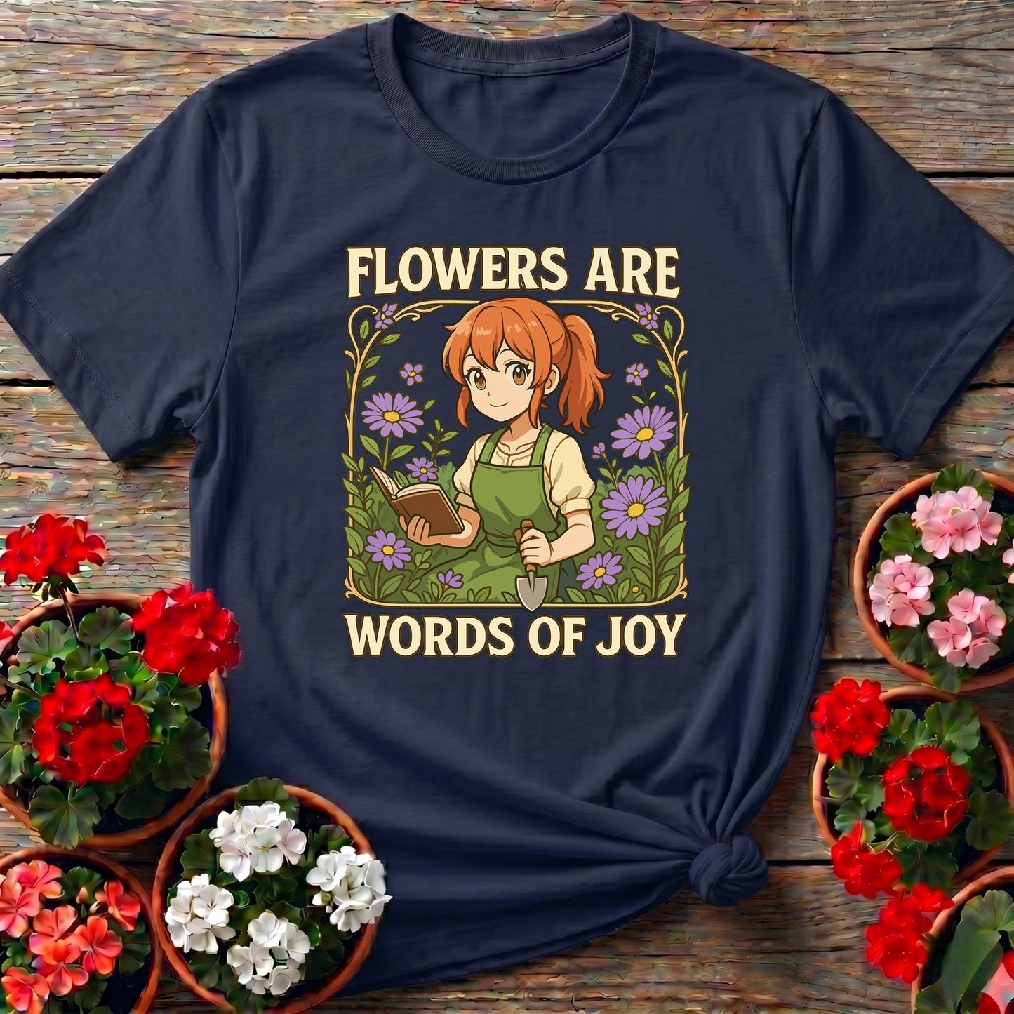 Flowers Are Words Of Joy Anime Peaceful Garden Tee - GardeningTshirts