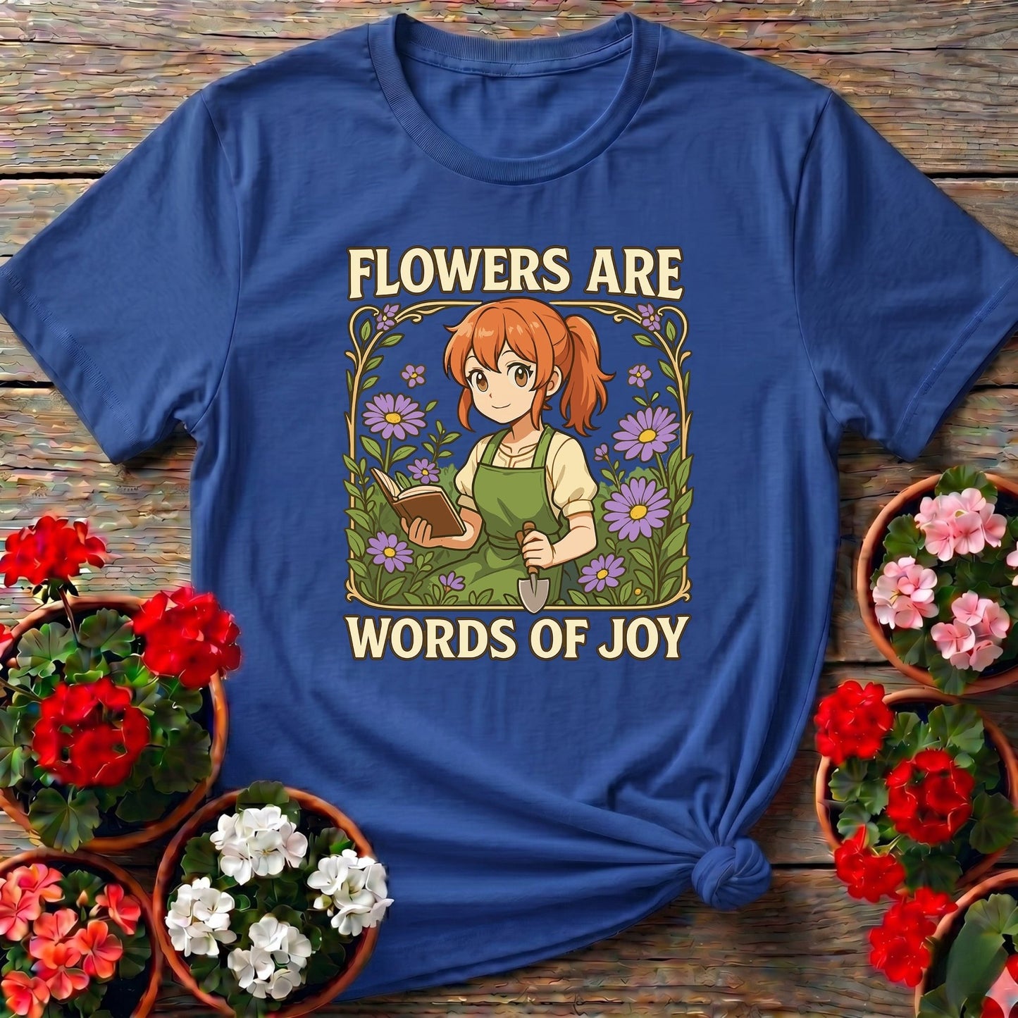 Flowers Are Words Of Joy Anime Peaceful Garden Tee - GardeningTshirts
