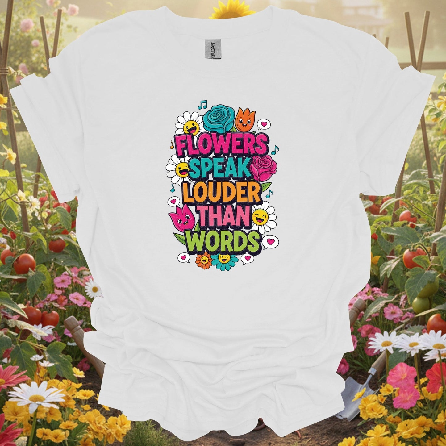 Flowers Speak Louder Than Words | Floral Quote Garden Shirt - GardeningTshirts