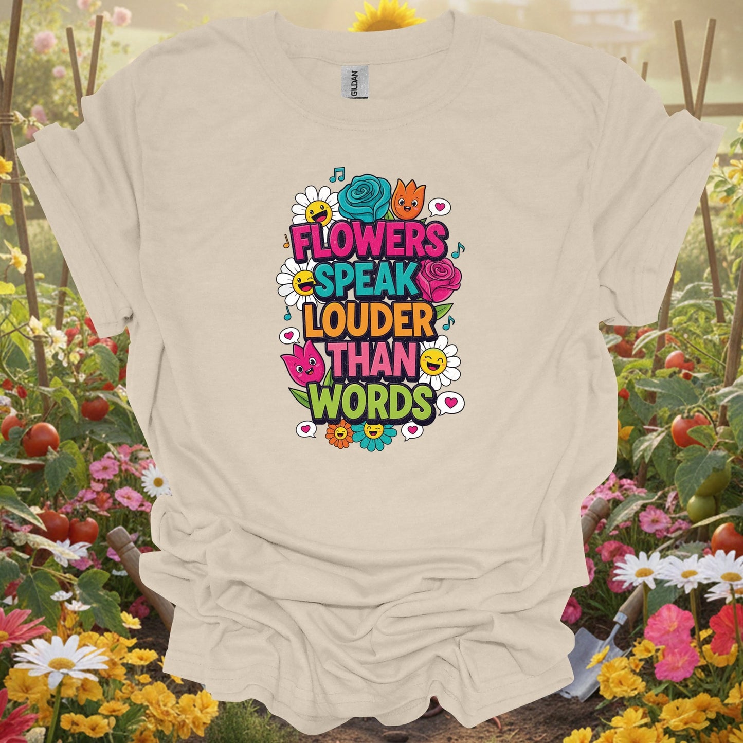 Flowers Speak Louder Than Words | Floral Quote Garden Shirt - GardeningTshirts