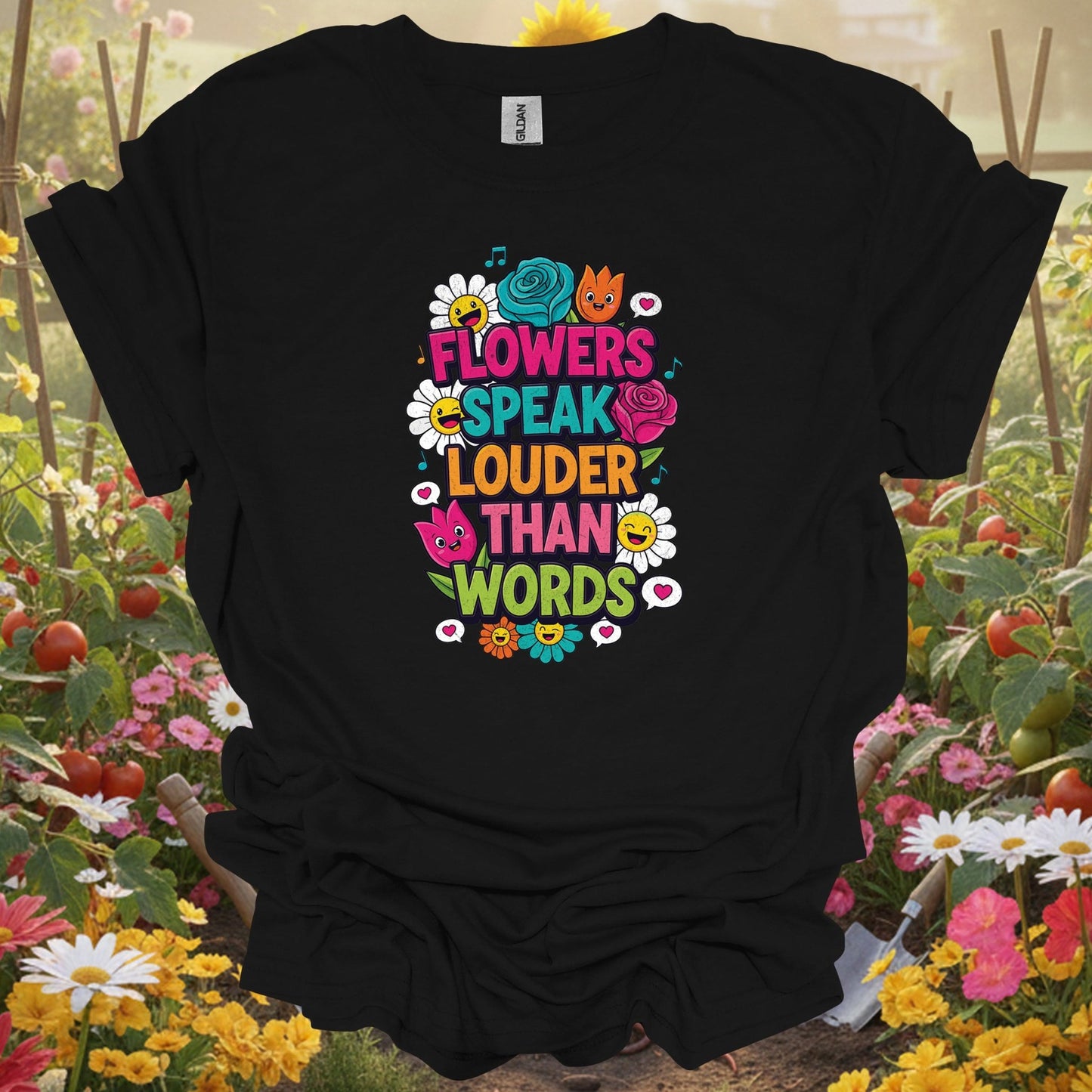Flowers Speak Louder Than Words | Floral Quote Garden Shirt - GardeningTshirts