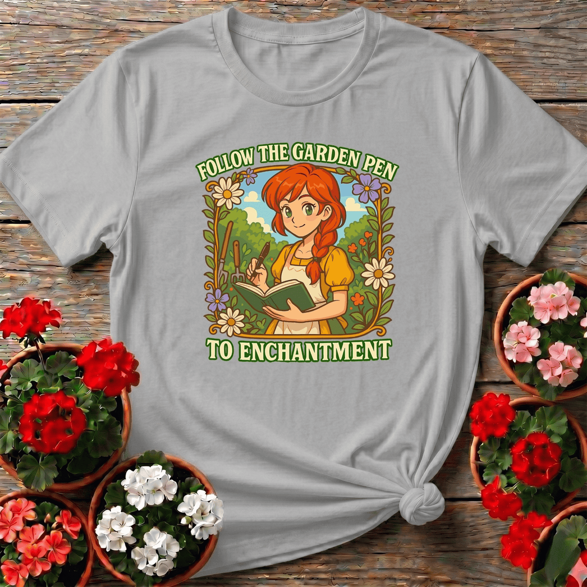 Follow The Garden Pen Garden Journal Anime Girl Tee - GardeningTshirts