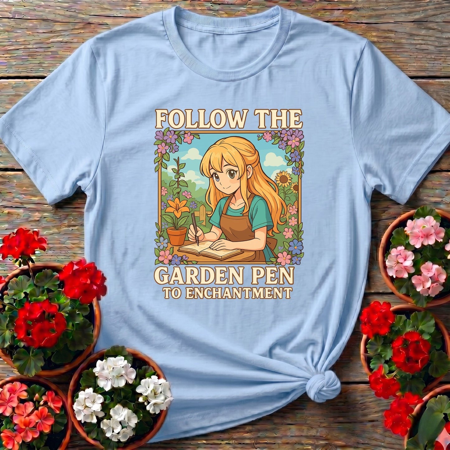 Follow The Garden Pen To Enchantment Anime Tee - GardeningTshirts