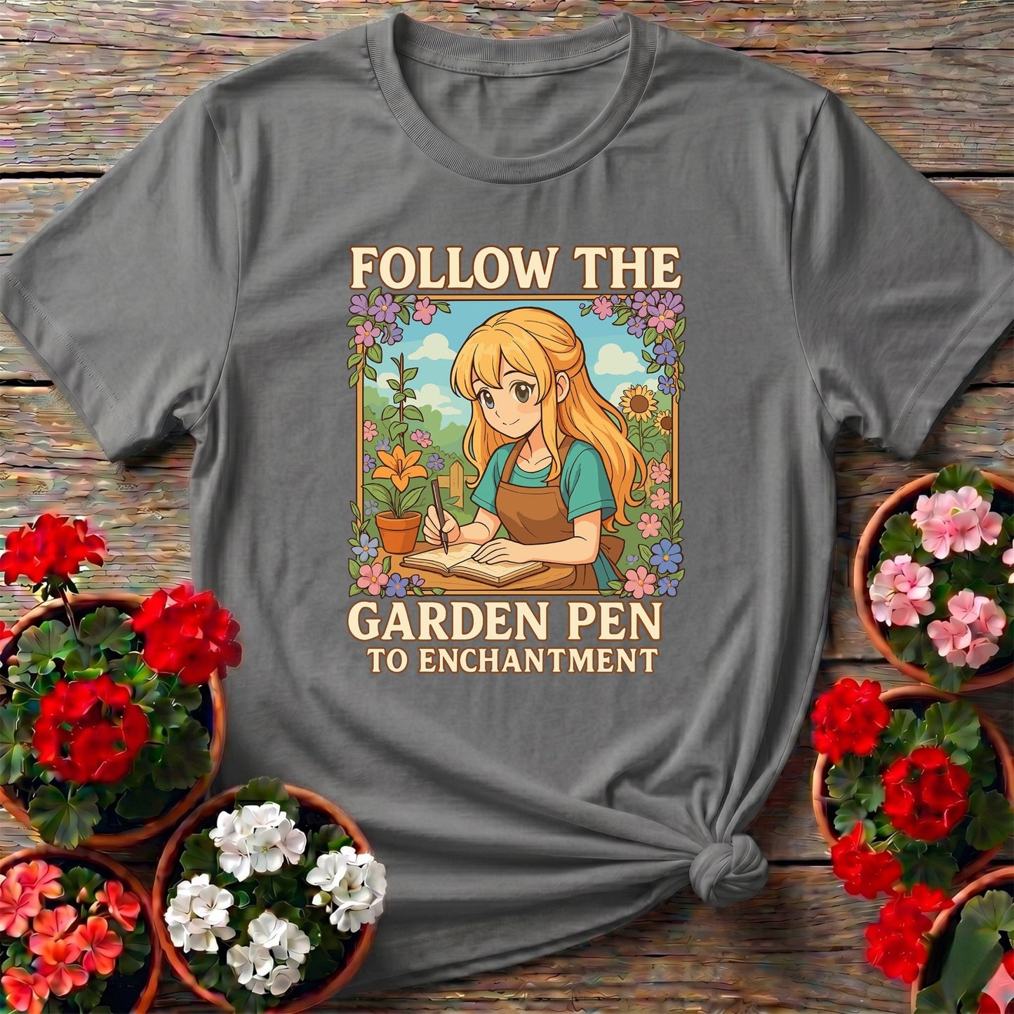 Follow The Garden Pen To Enchantment Anime Tee - GardeningTshirts