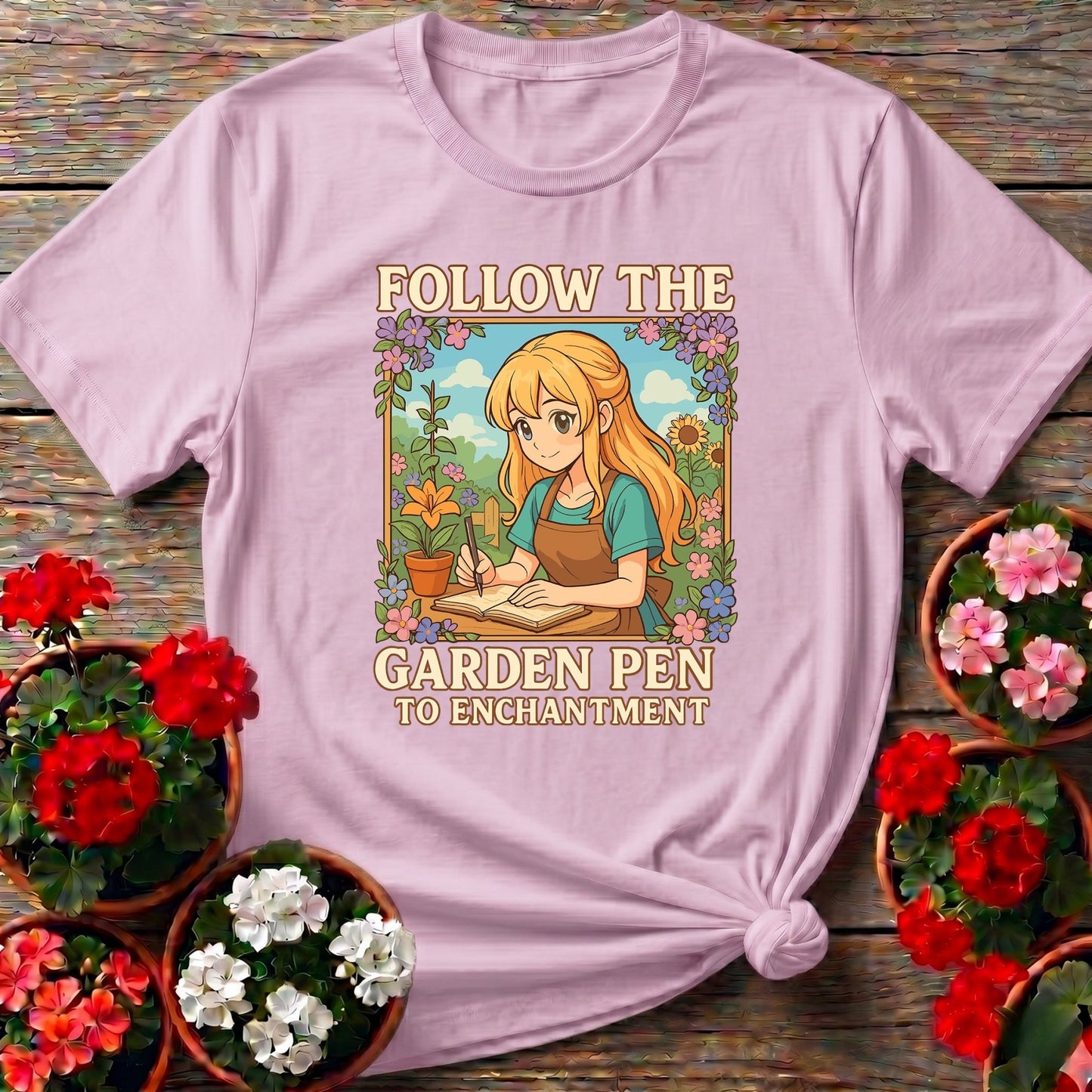 Follow The Garden Pen To Enchantment Anime Tee - GardeningTshirts