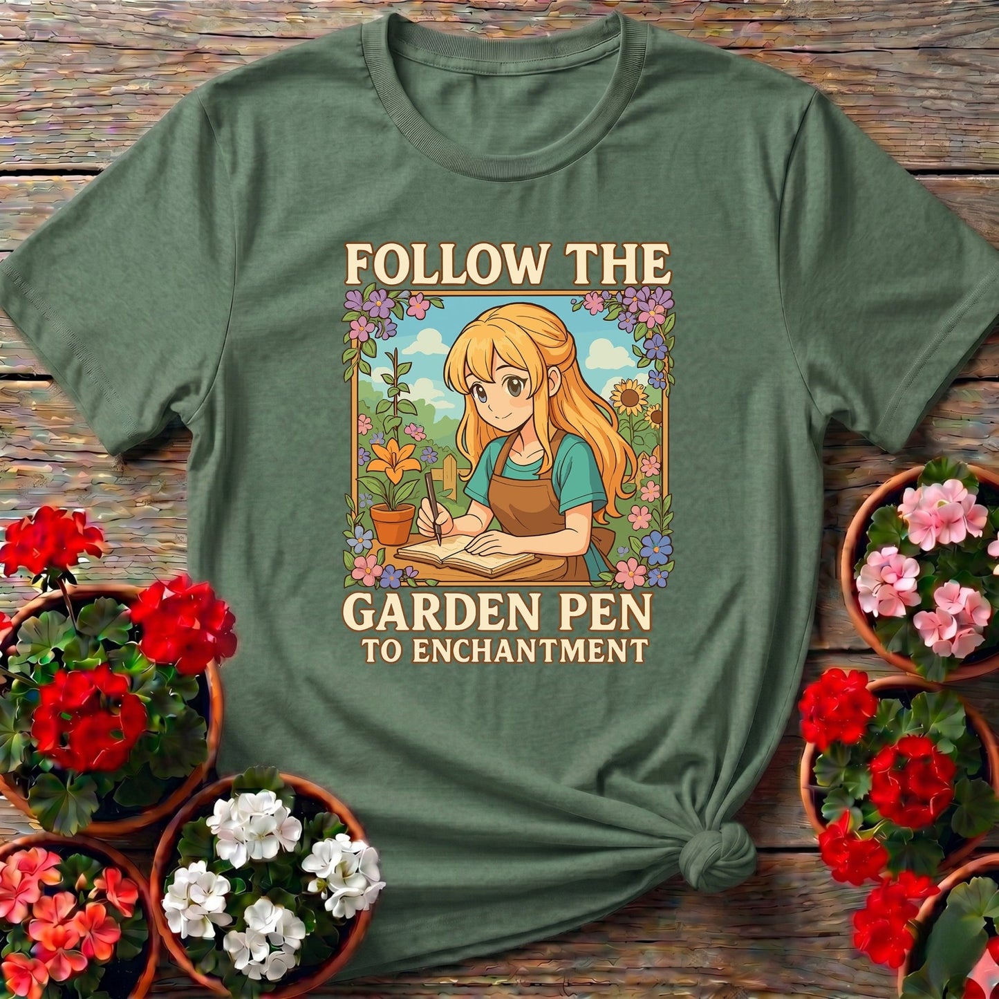 Follow The Garden Pen To Enchantment Anime Tee - GardeningTshirts