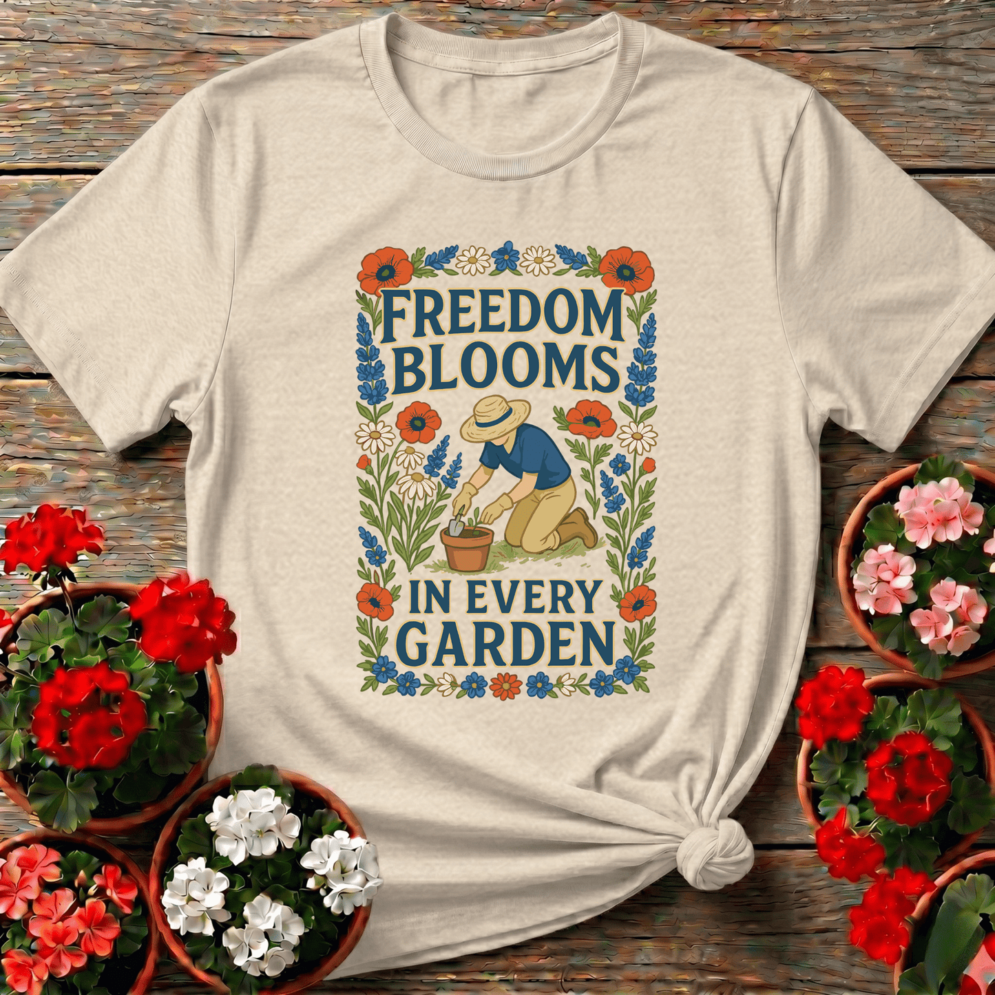 Freedom Blooms America 250 Year Celebration T-shirt - GardeningTshirts