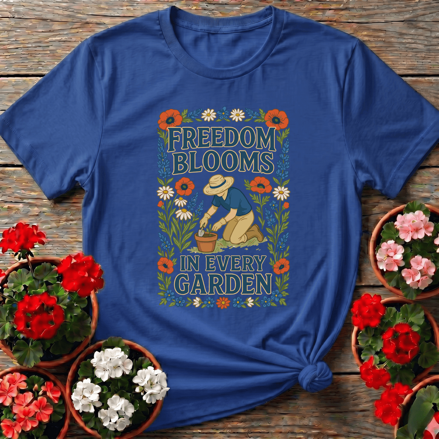 Freedom Blooms America 250 Year Celebration T-shirt - GardeningTshirts
