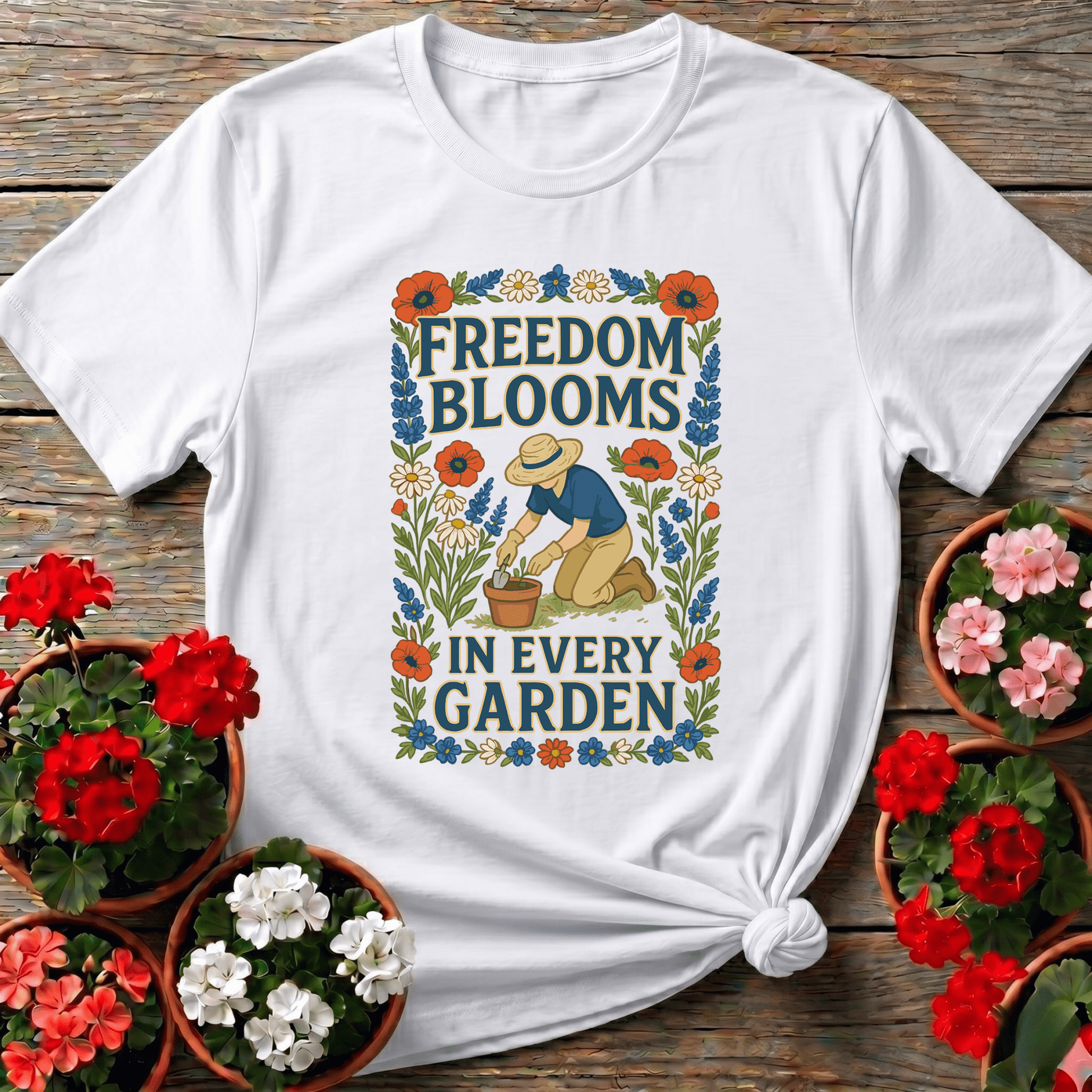 Freedom Blooms America 250 Year Celebration T-shirt - GardeningTshirts