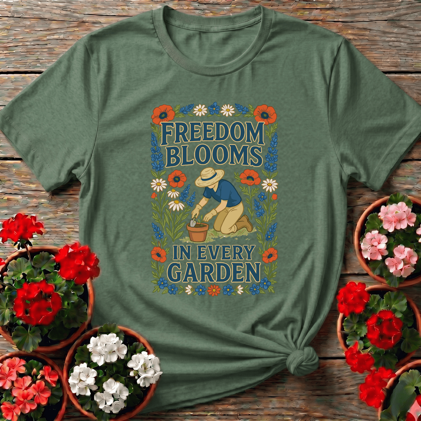 Freedom Blooms America 250 Year Celebration T-shirt - GardeningTshirts