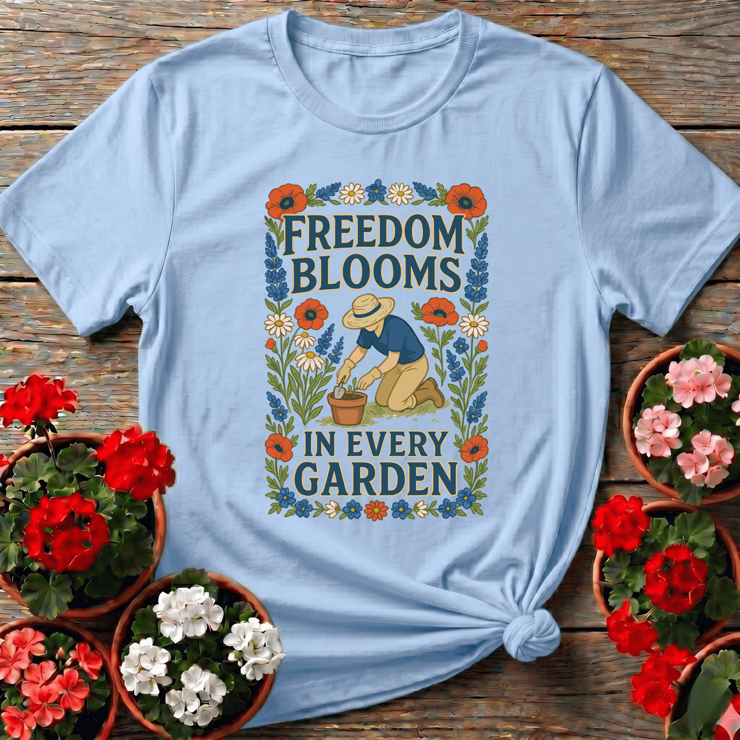 Freedom Blooms America 250 Year Celebration T-shirt - GardeningTshirts