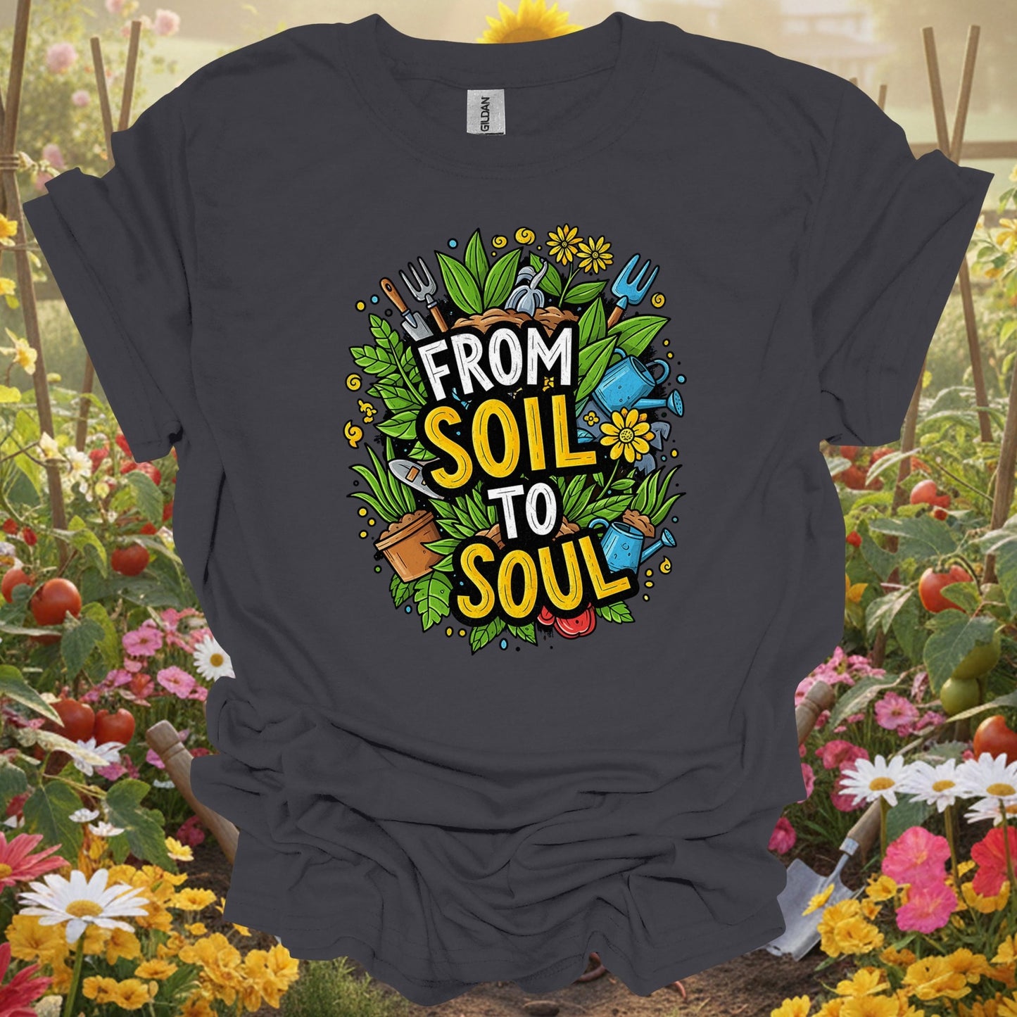 "From Soil To Soul" Inspirational Gardening T-Shirt - GardeningTshirts