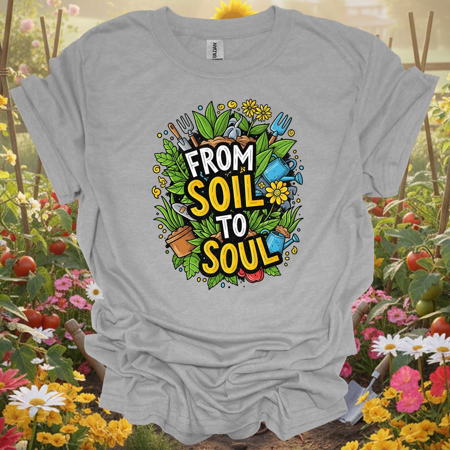 "From Soil To Soul" Inspirational Gardening T-Shirt - GardeningTshirts