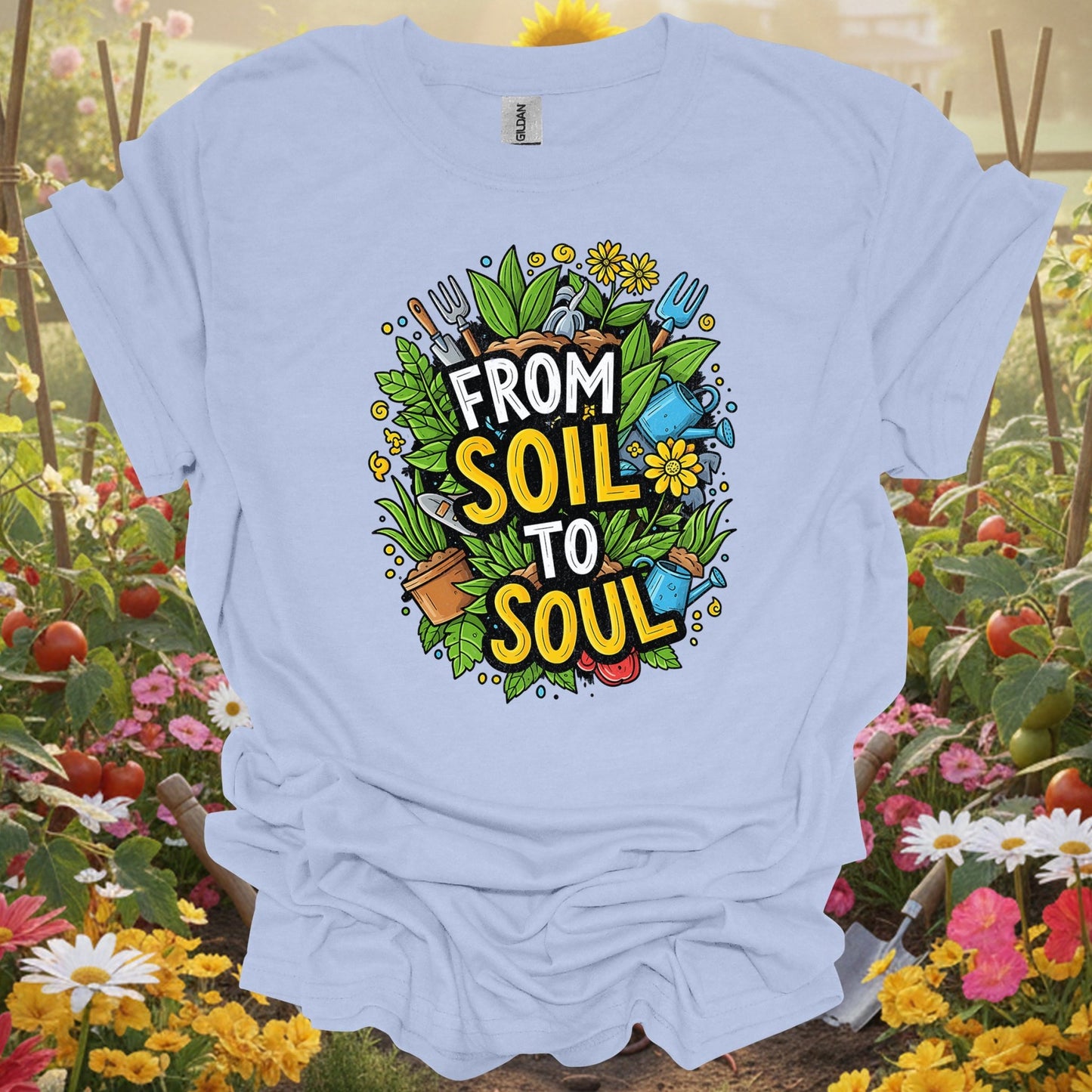"From Soil To Soul" Inspirational Gardening T-Shirt - GardeningTshirts