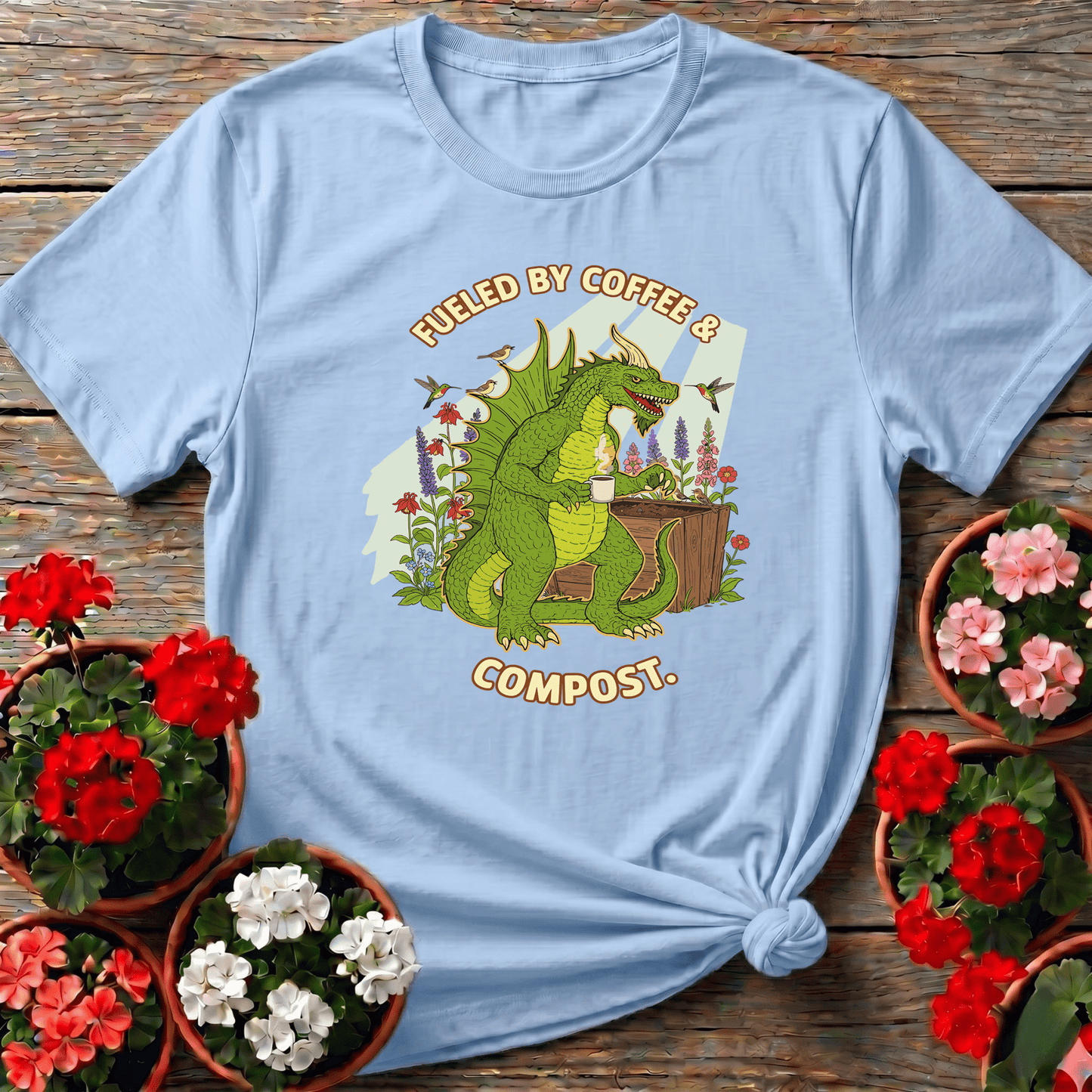 Fueled By Coffee and Compost Gardening Monster Tee - GardeningTshirts