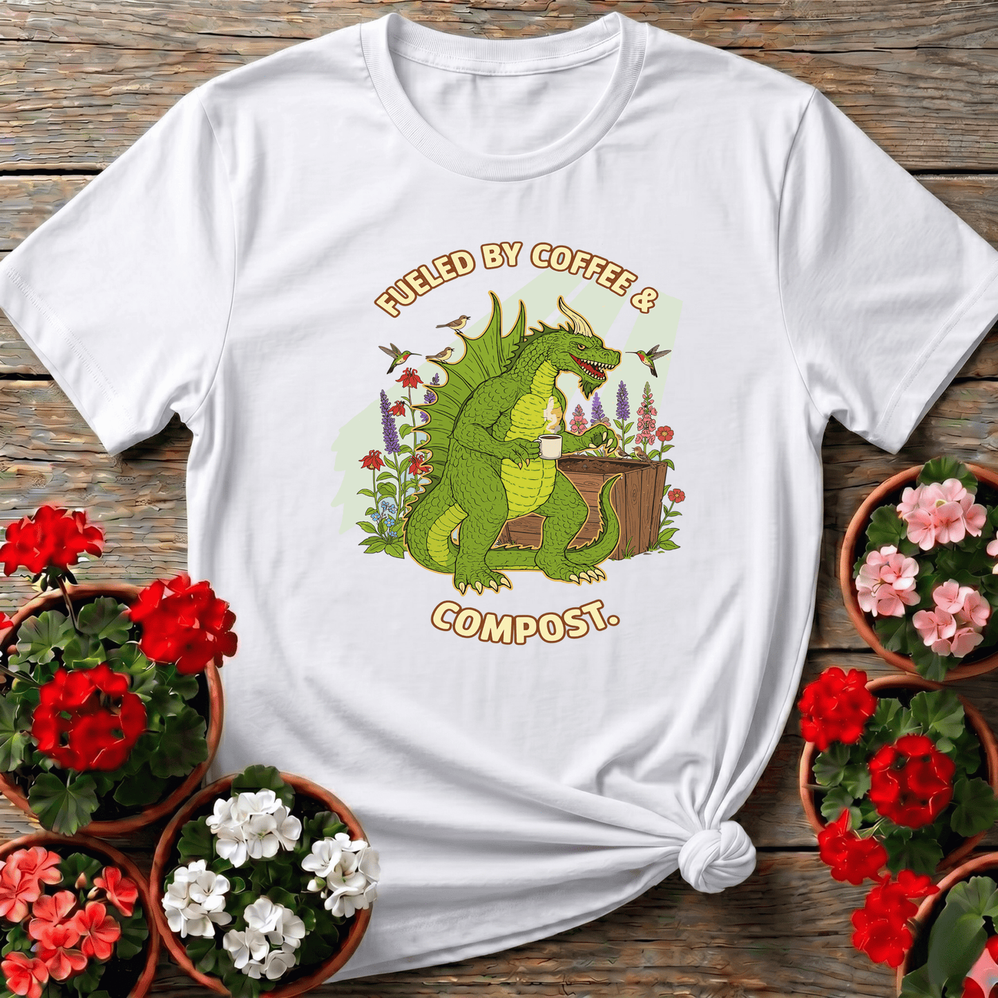 Fueled By Coffee and Compost Gardening Monster Tee - GardeningTshirts