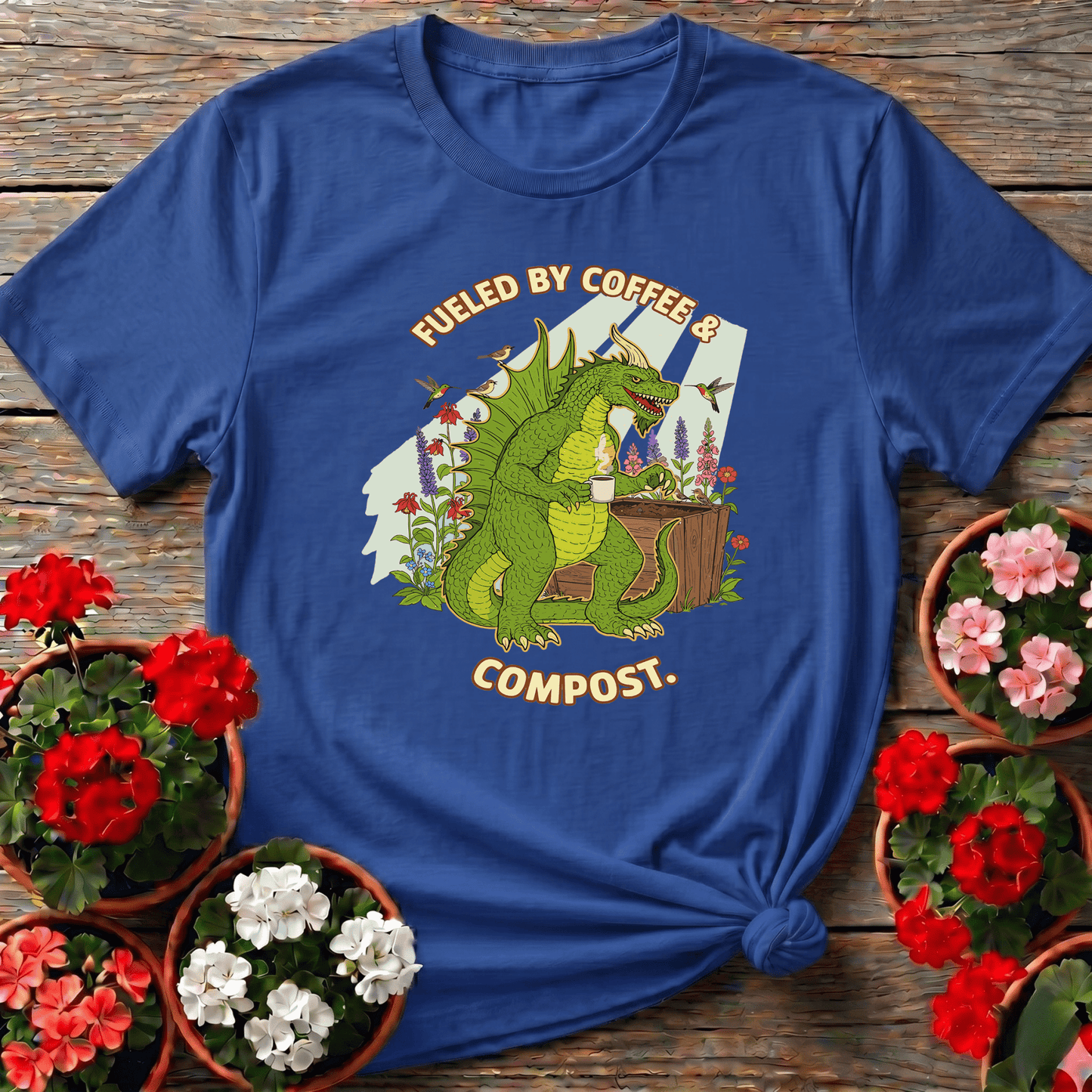 Fueled By Coffee and Compost Gardening Monster Tee - GardeningTshirts