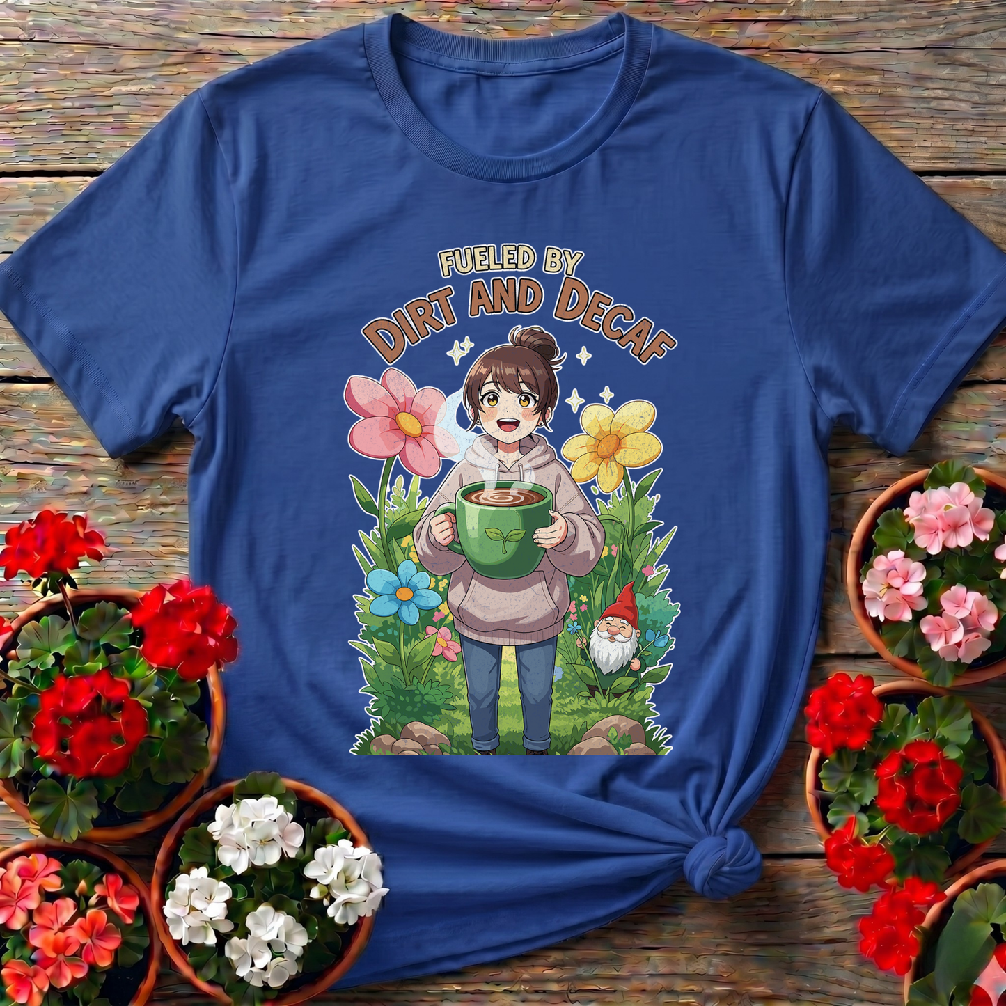 Fueled By Dirt And Decaf Cute Anime T-shirt - GardeningTshirts