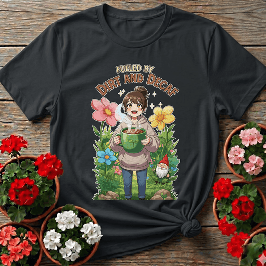 Fueled By Dirt And Decaf Cute Anime T-shirt - GardeningTshirts