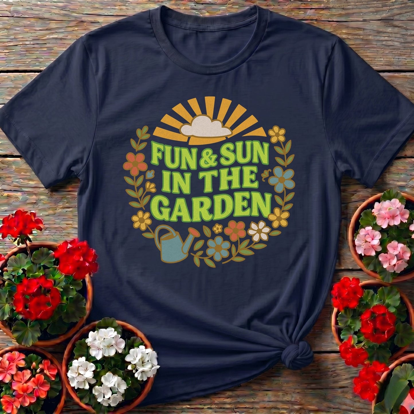 Fun and Sun In The Garden Groovy Floral Tee - GardeningTshirts