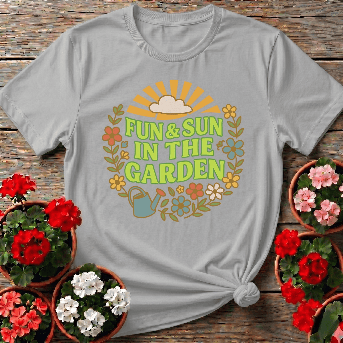 Fun and Sun In The Garden Groovy Floral Tee - GardeningTshirts
