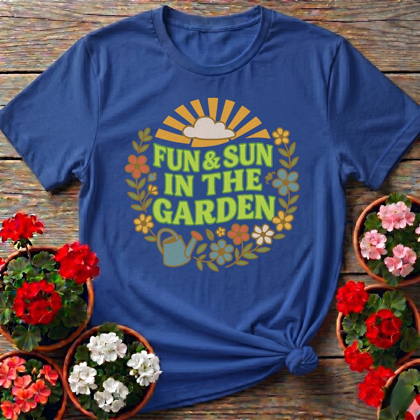Fun and Sun In The Garden Groovy Floral Tee - GardeningTshirts
