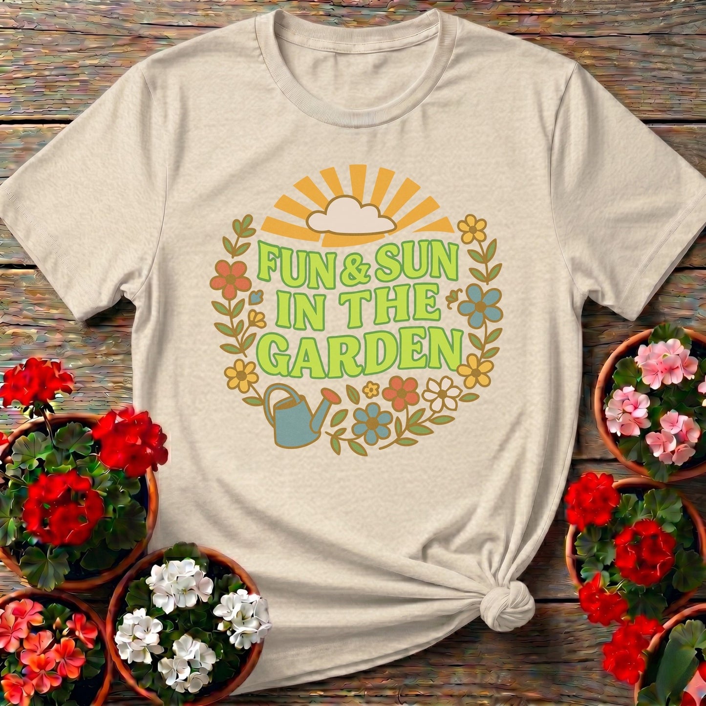 Fun and Sun In The Garden Groovy Floral Tee - GardeningTshirts
