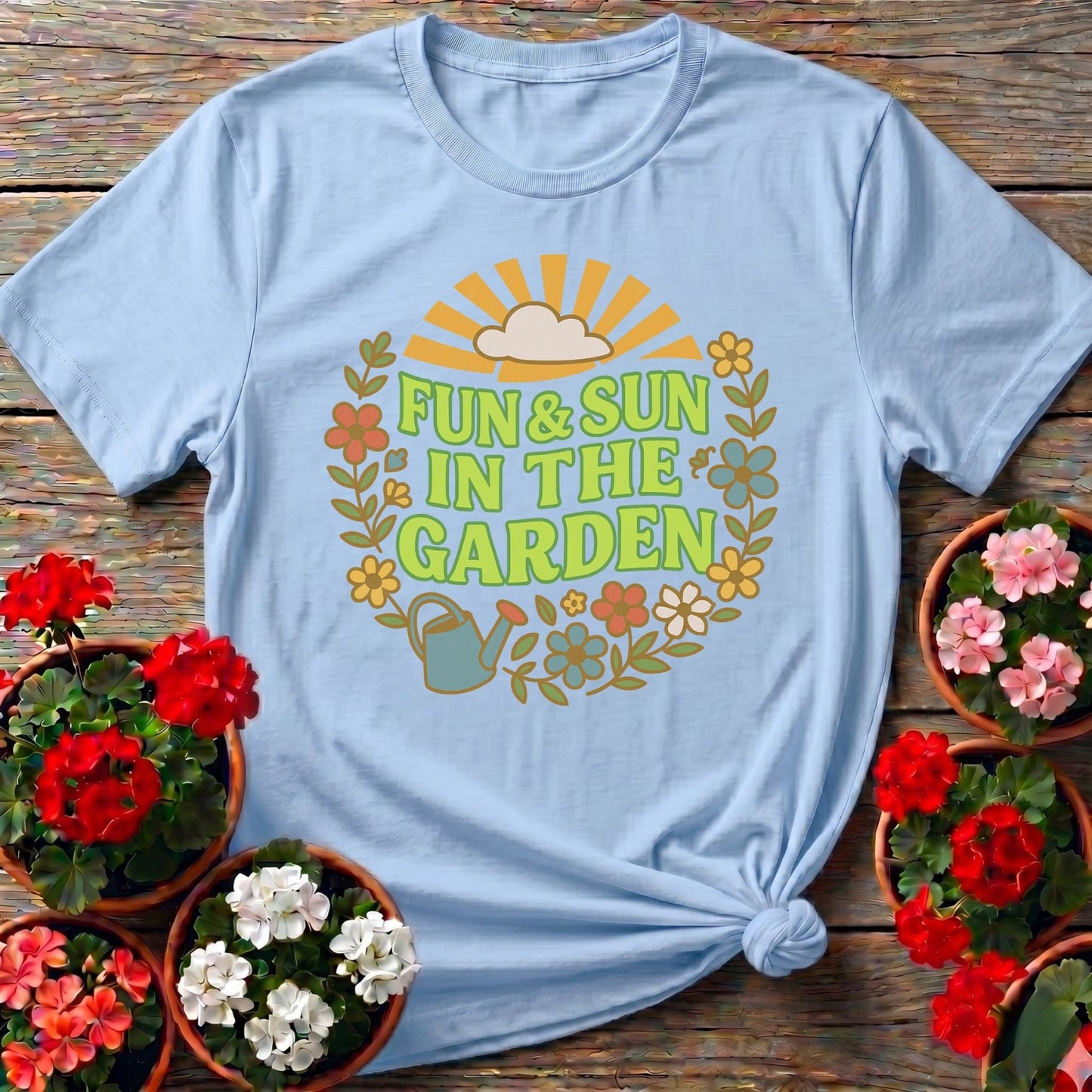 Fun and Sun In The Garden Groovy Floral Tee - GardeningTshirts
