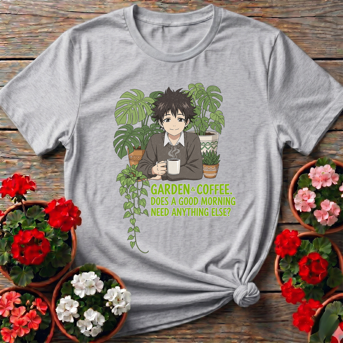 Garden & Coffee Morning Ritual Botanical Tee - GardeningTshirts