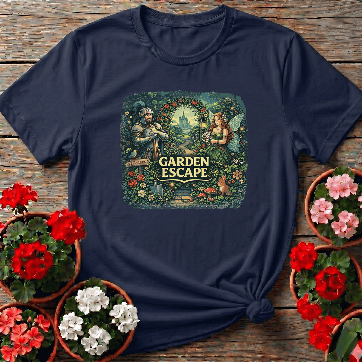 Garden Escape Fairy and Knight Enchanted Garden Tee - GardeningTshirts