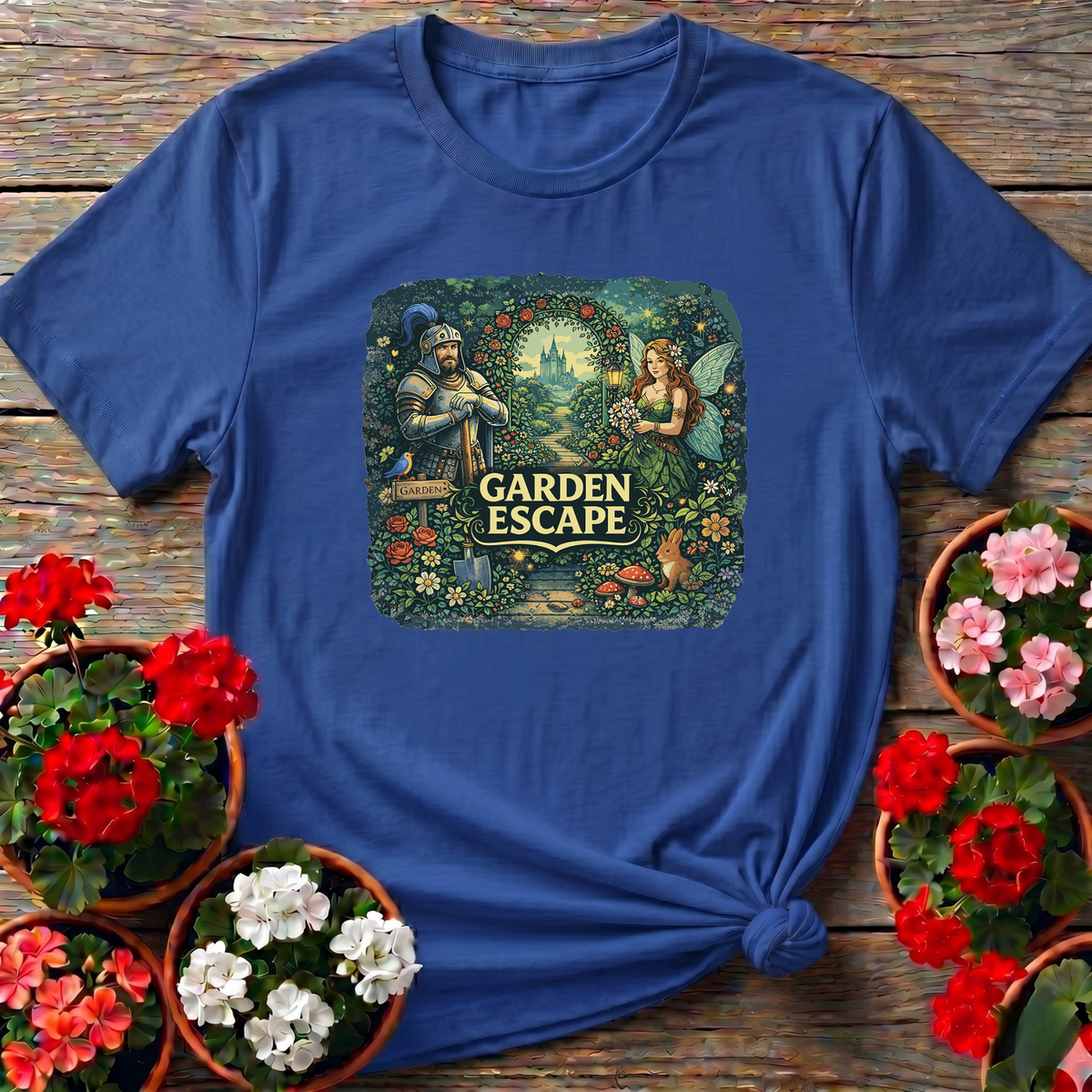 Garden Escape Fairy and Knight Enchanted Garden Tee - GardeningTshirts