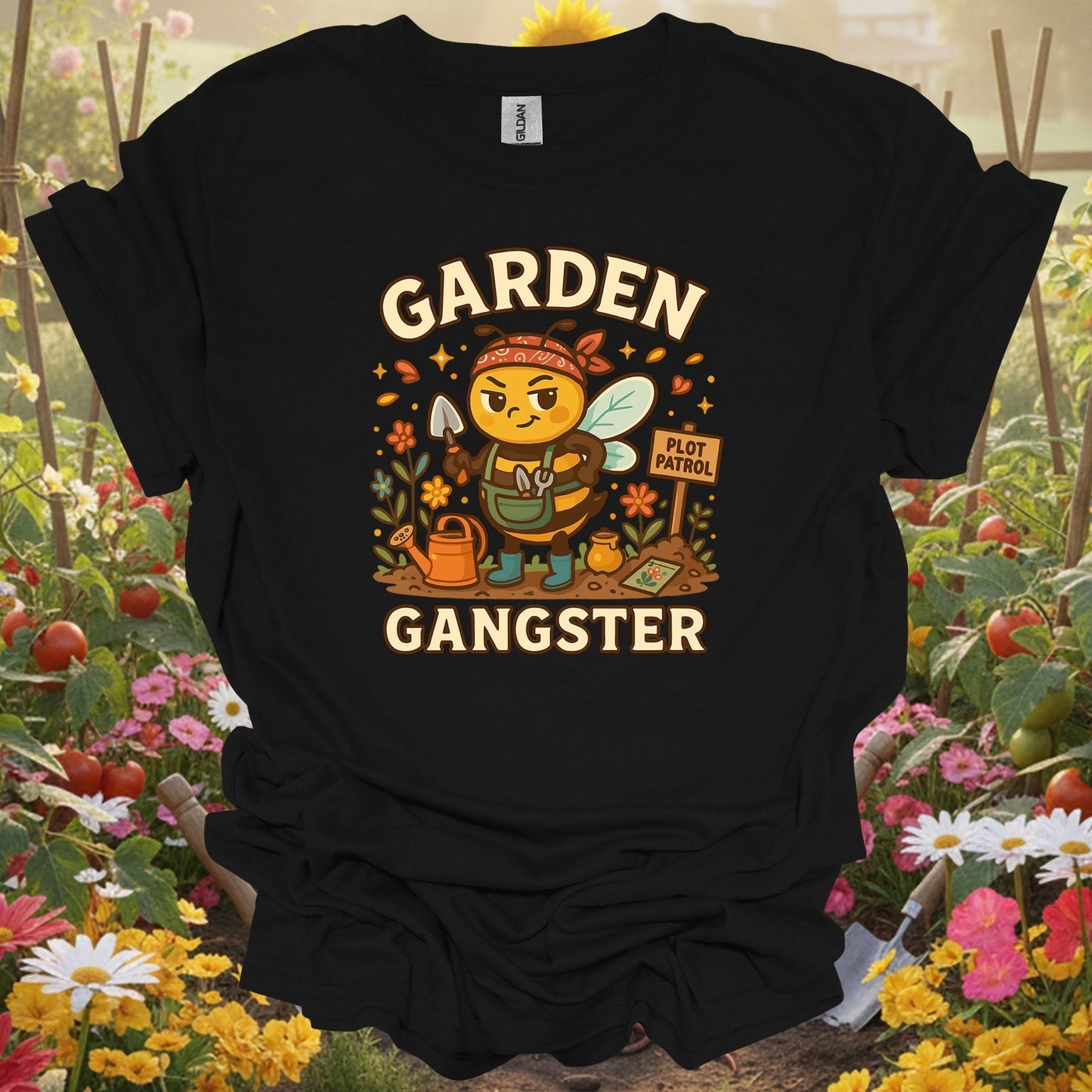 Black top showing garden gangster funny bee for nature lovers