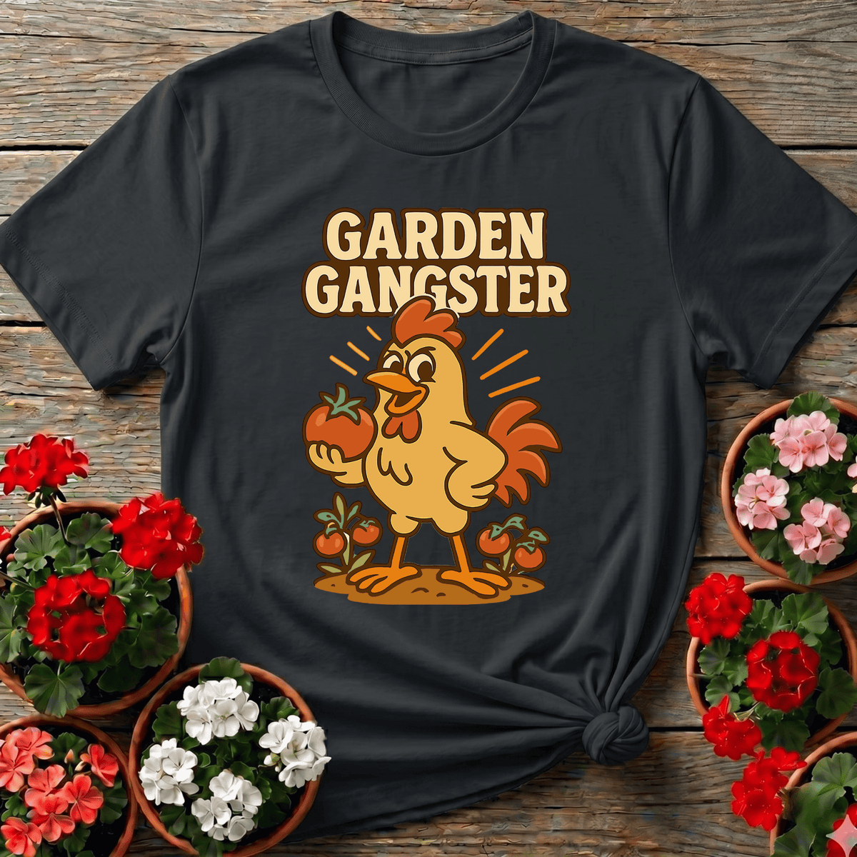 Garden Gangster Rooster Funny Tee - GardeningTshirts