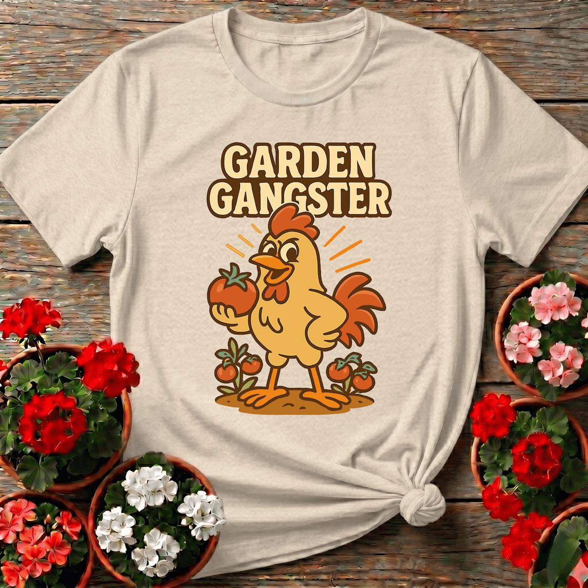 Garden Gangster Rooster Funny Tee - GardeningTshirts