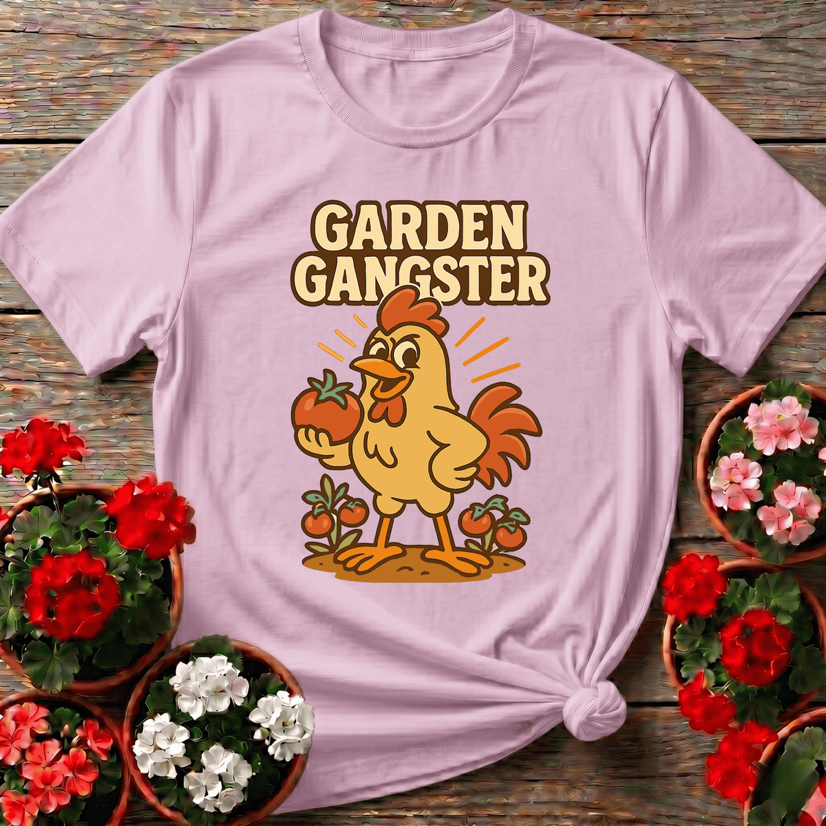 Garden Gangster Rooster Funny Tee - GardeningTshirts