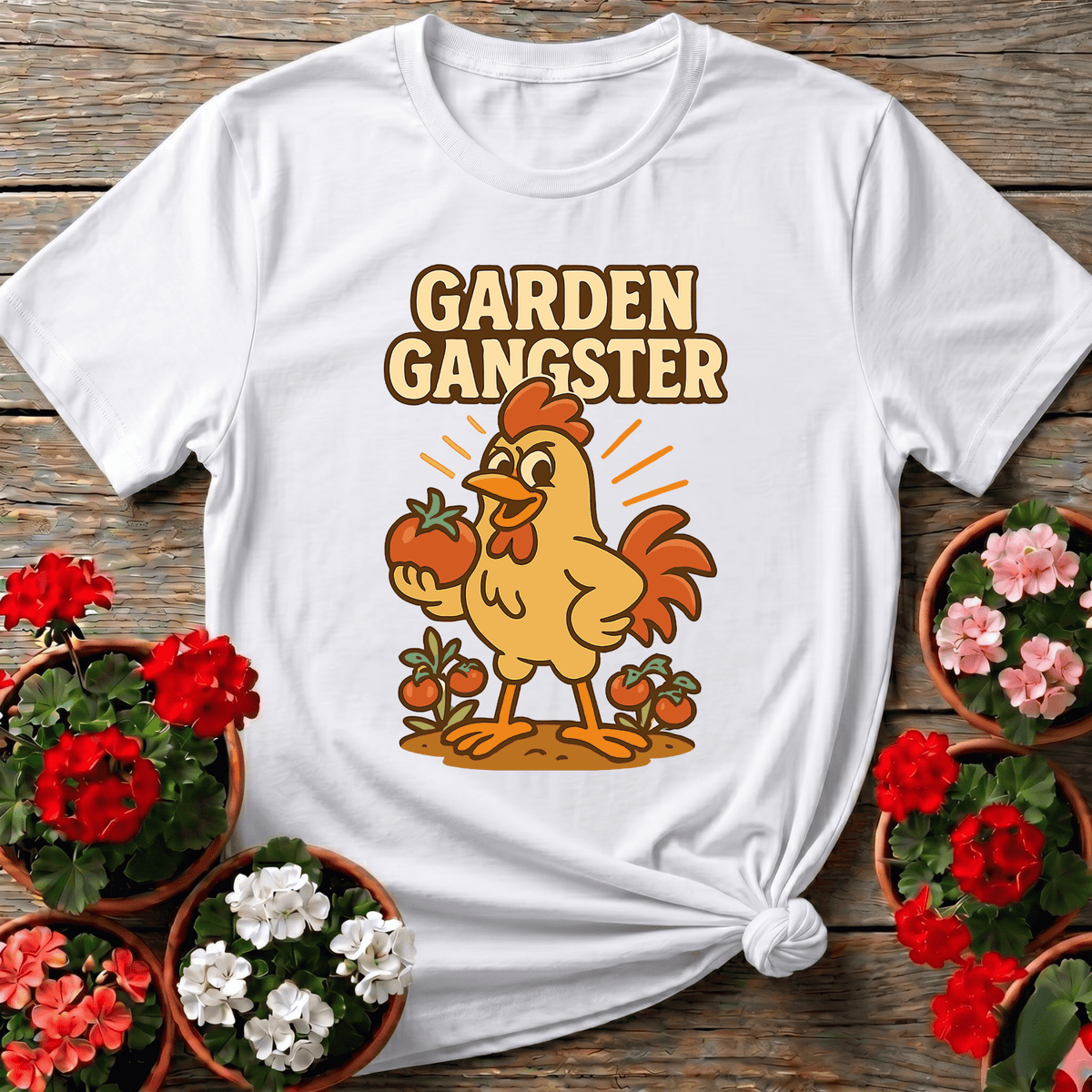 Garden Gangster Rooster Funny Tee - GardeningTshirts